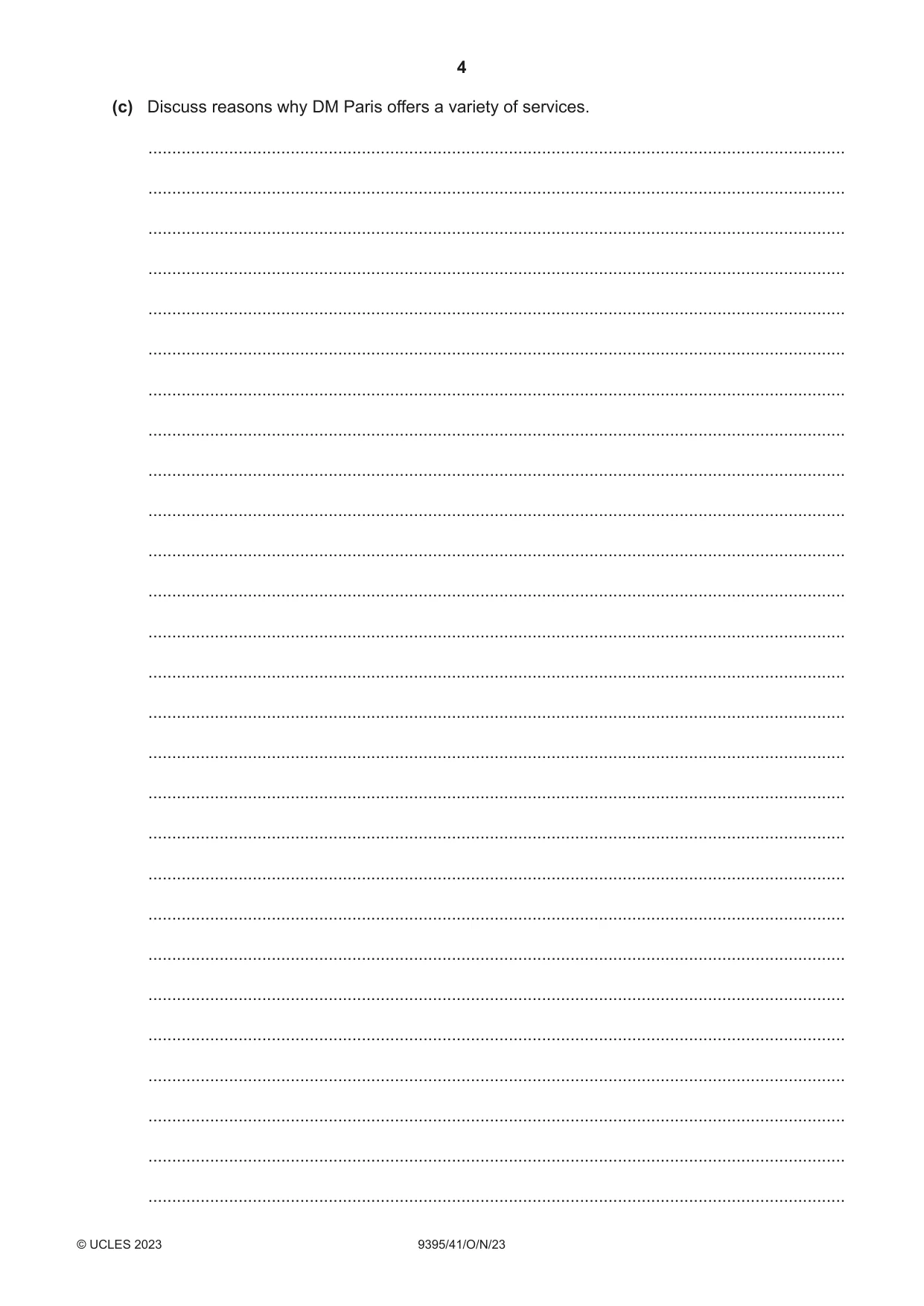 Cambridge A Level Travel and Tourism 9395 2023 Oct/Nov Paper 4 · Variant 1 question paper, page 4 of 12