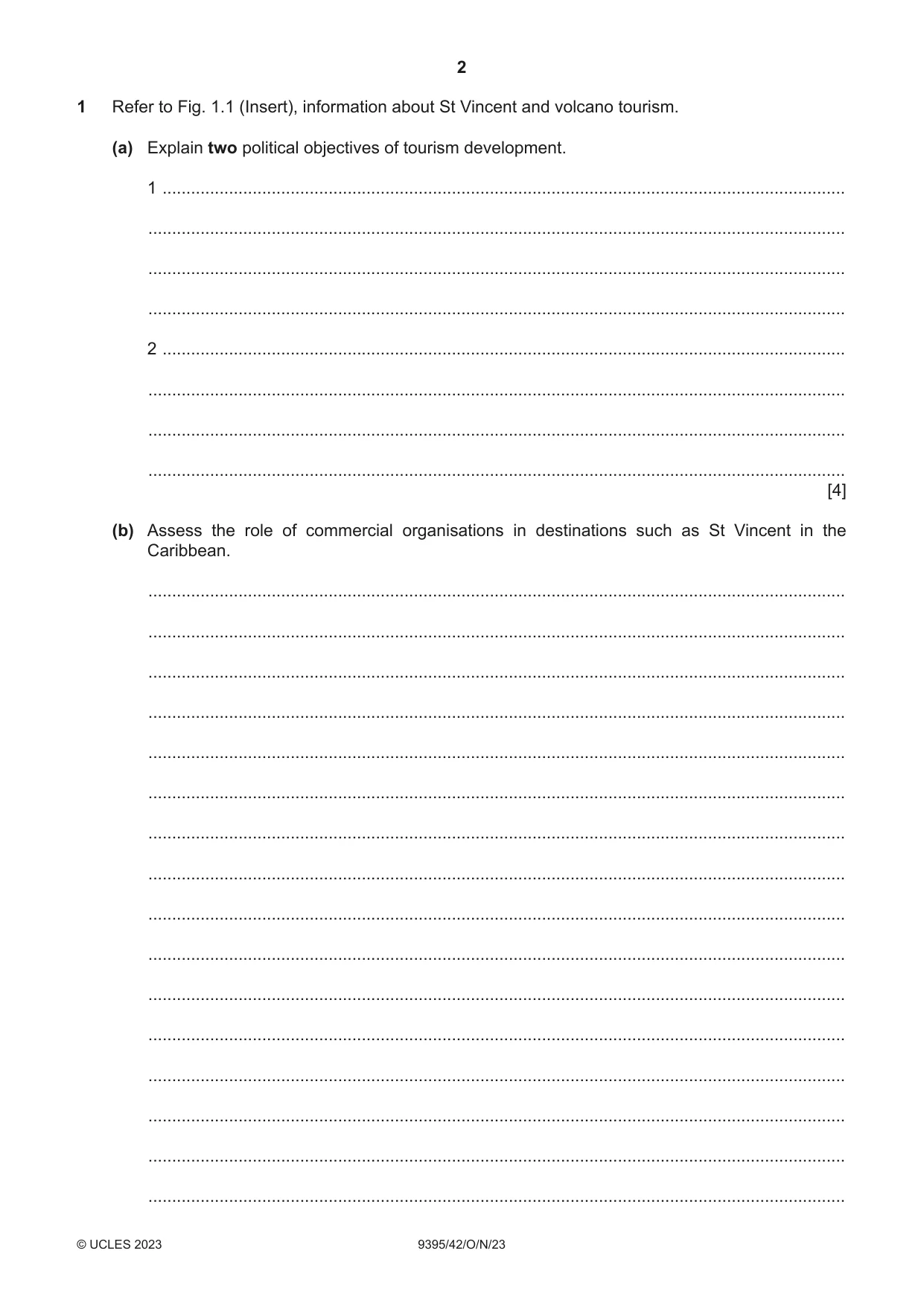 Cambridge A Level Travel and Tourism 9395 2023 Oct/Nov Paper 4 · Variant 2 question paper, page 2 of 12