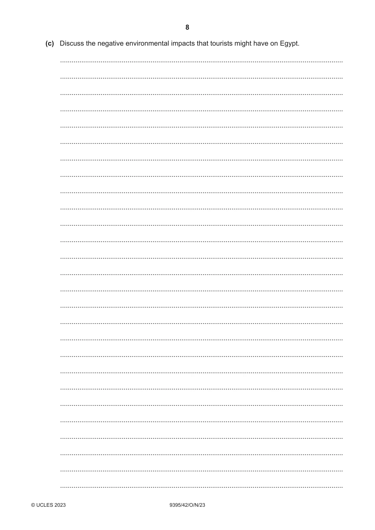 Cambridge A Level Travel and Tourism 9395 2023 Oct/Nov Paper 4 · Variant 2 question paper, page 8 of 12