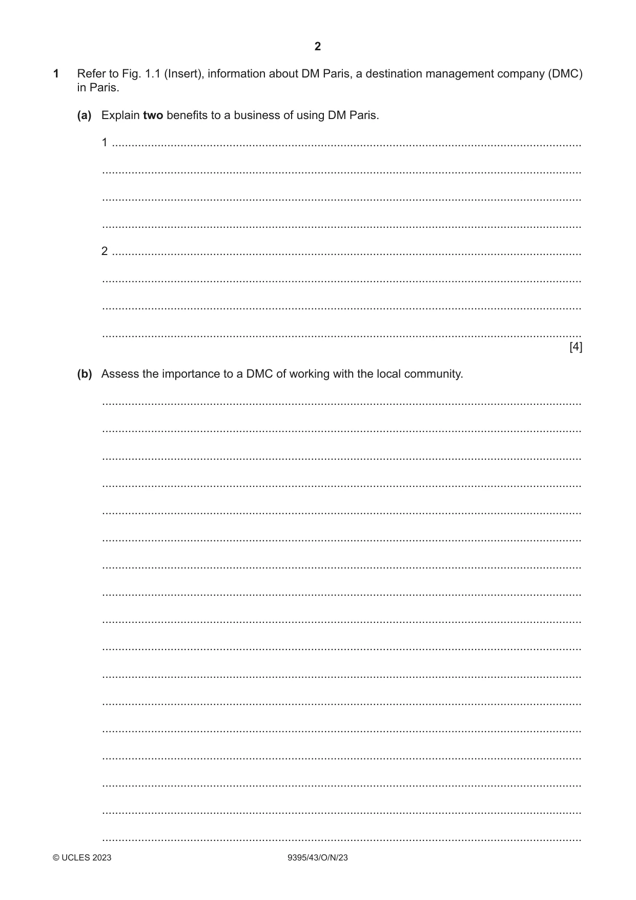 Cambridge A Level Travel and Tourism 9395 2023 Oct/Nov Paper 4 · Variant 3 question paper, page 2 of 12