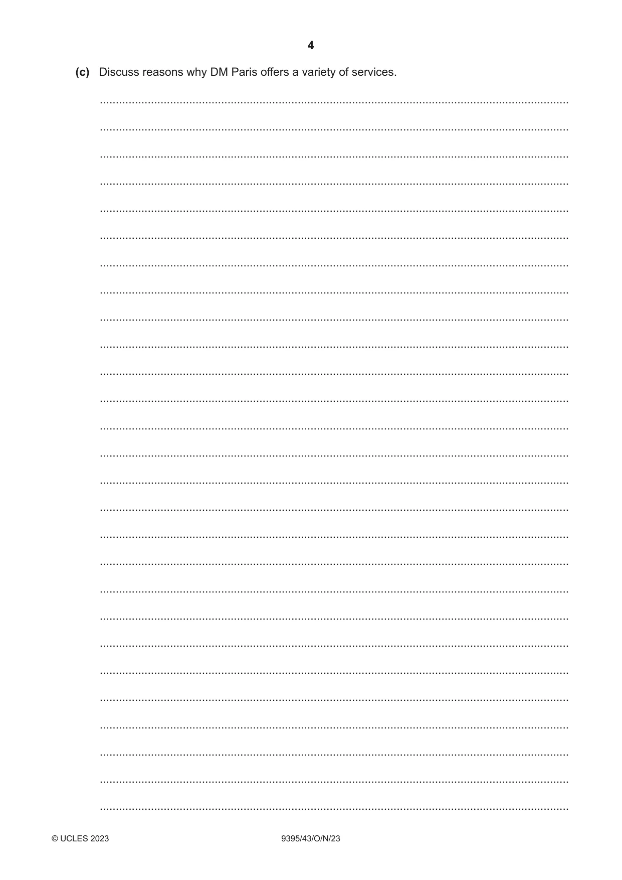 Cambridge A Level Travel and Tourism 9395 2023 Oct/Nov Paper 4 · Variant 3 question paper, page 4 of 12