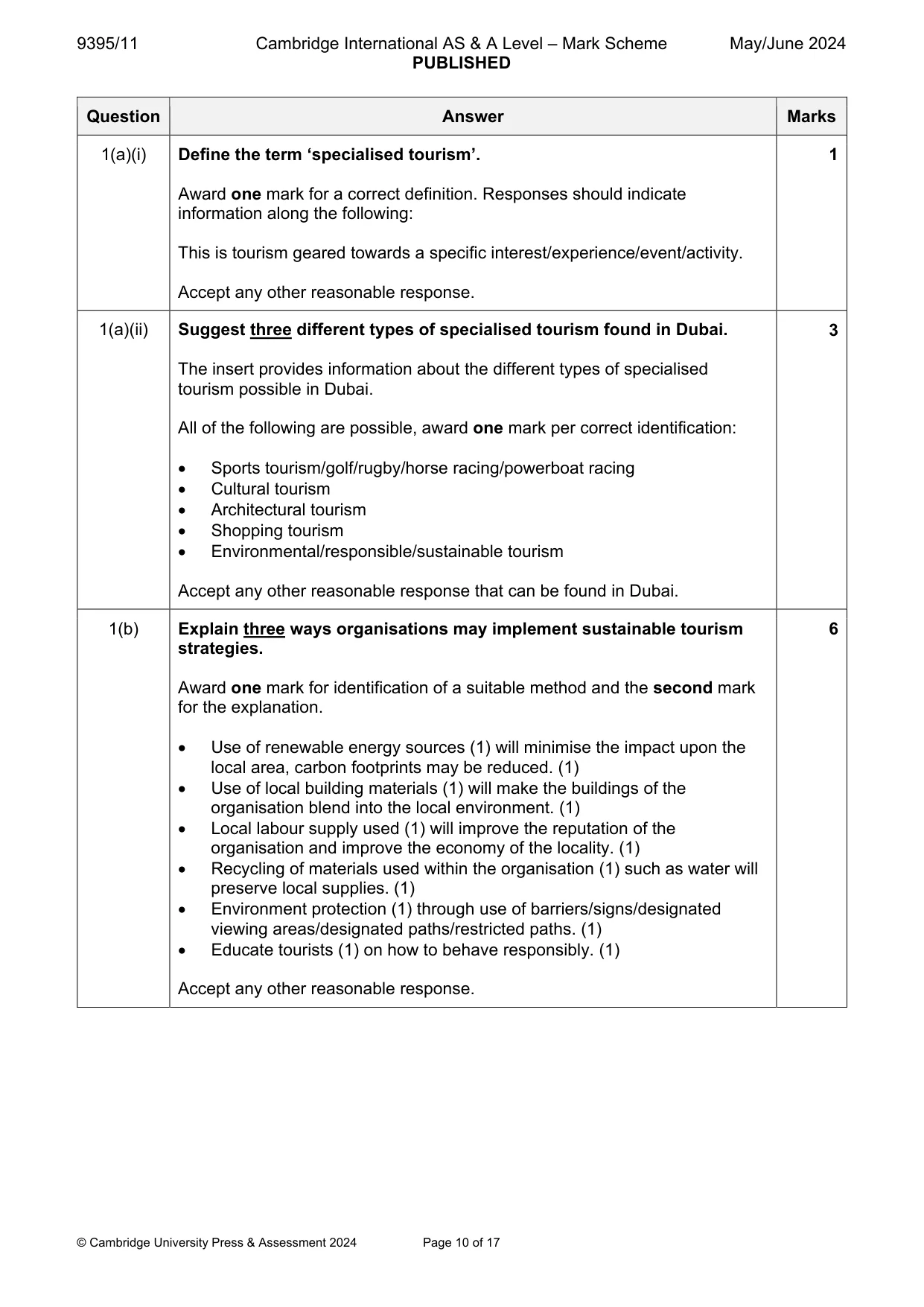 Mark scheme, page 10 of 17