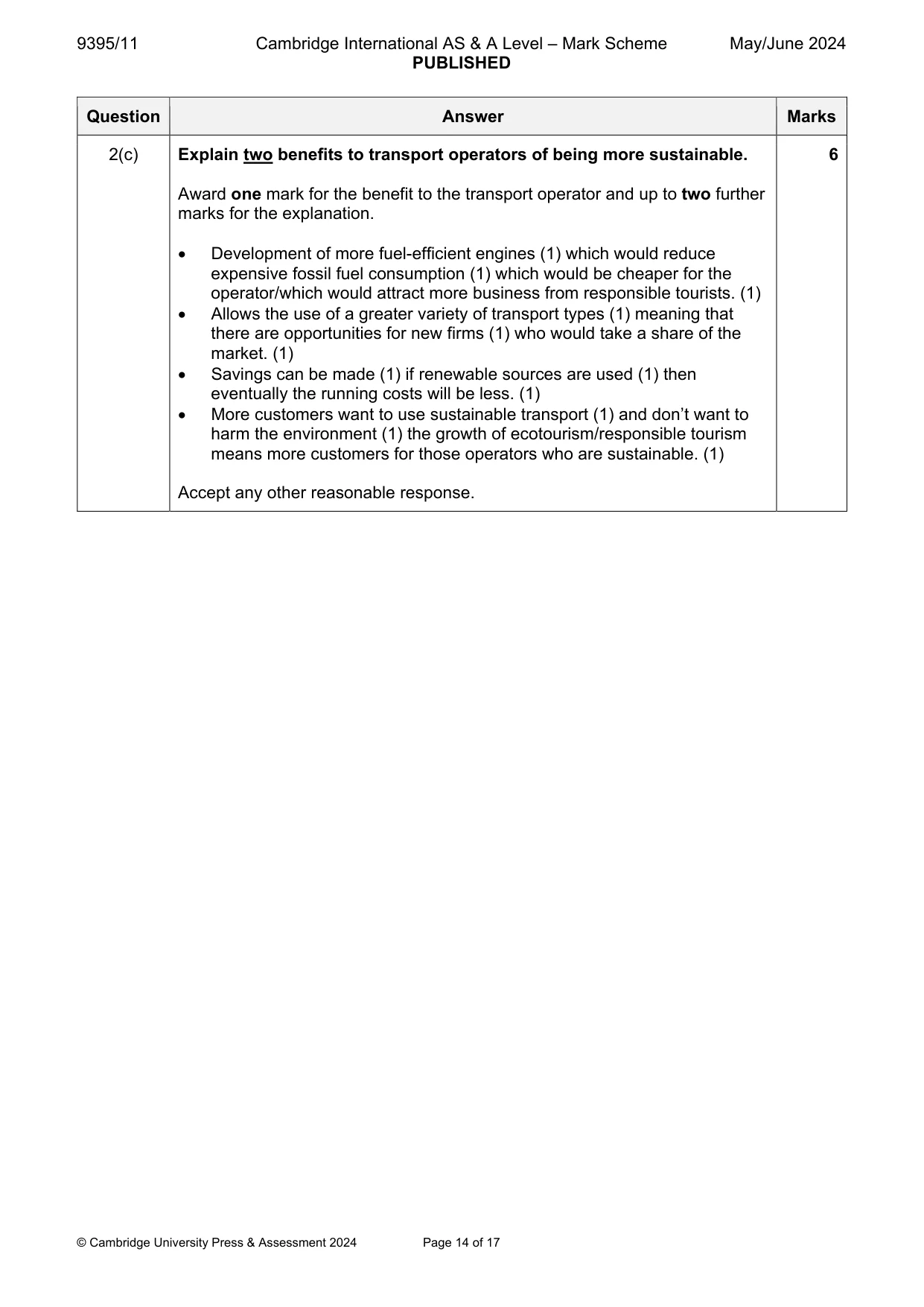 Mark scheme, page 14 of 17