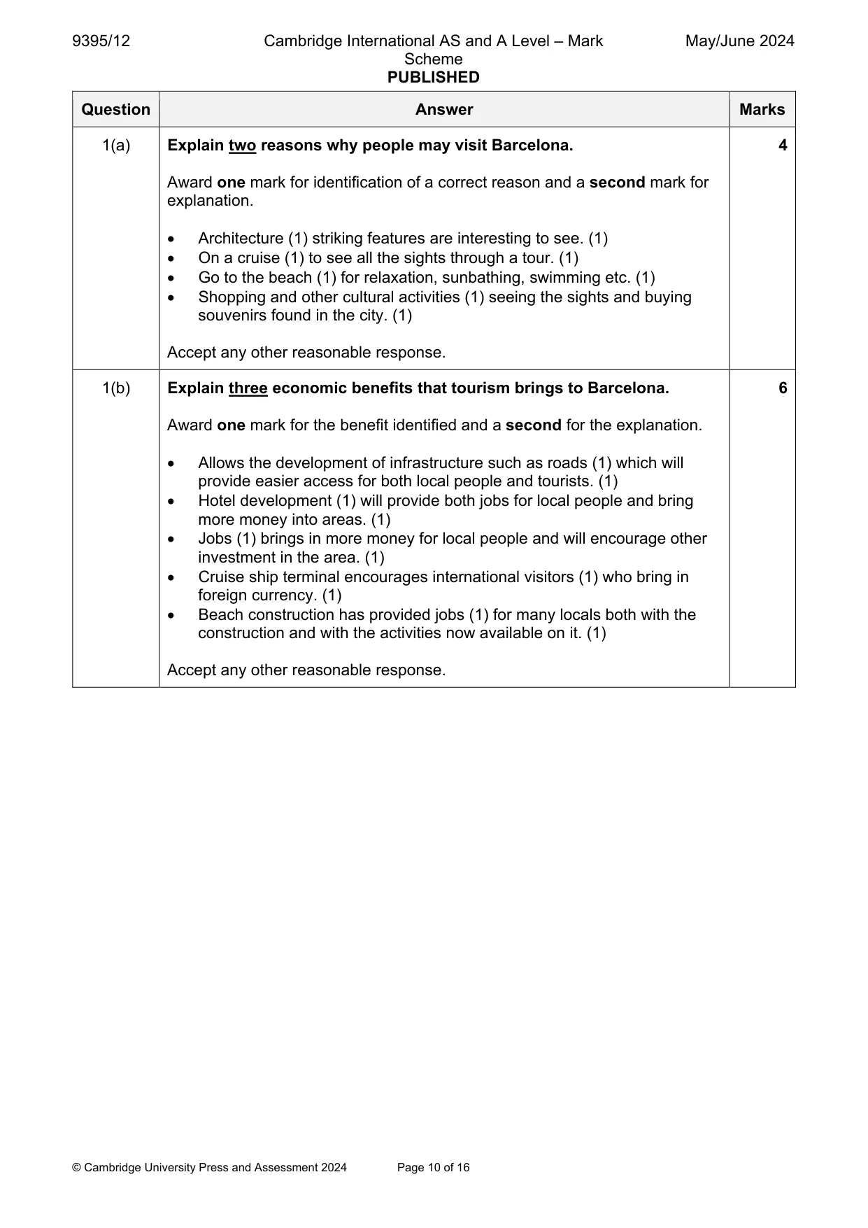 Mark scheme, page 10 of 16