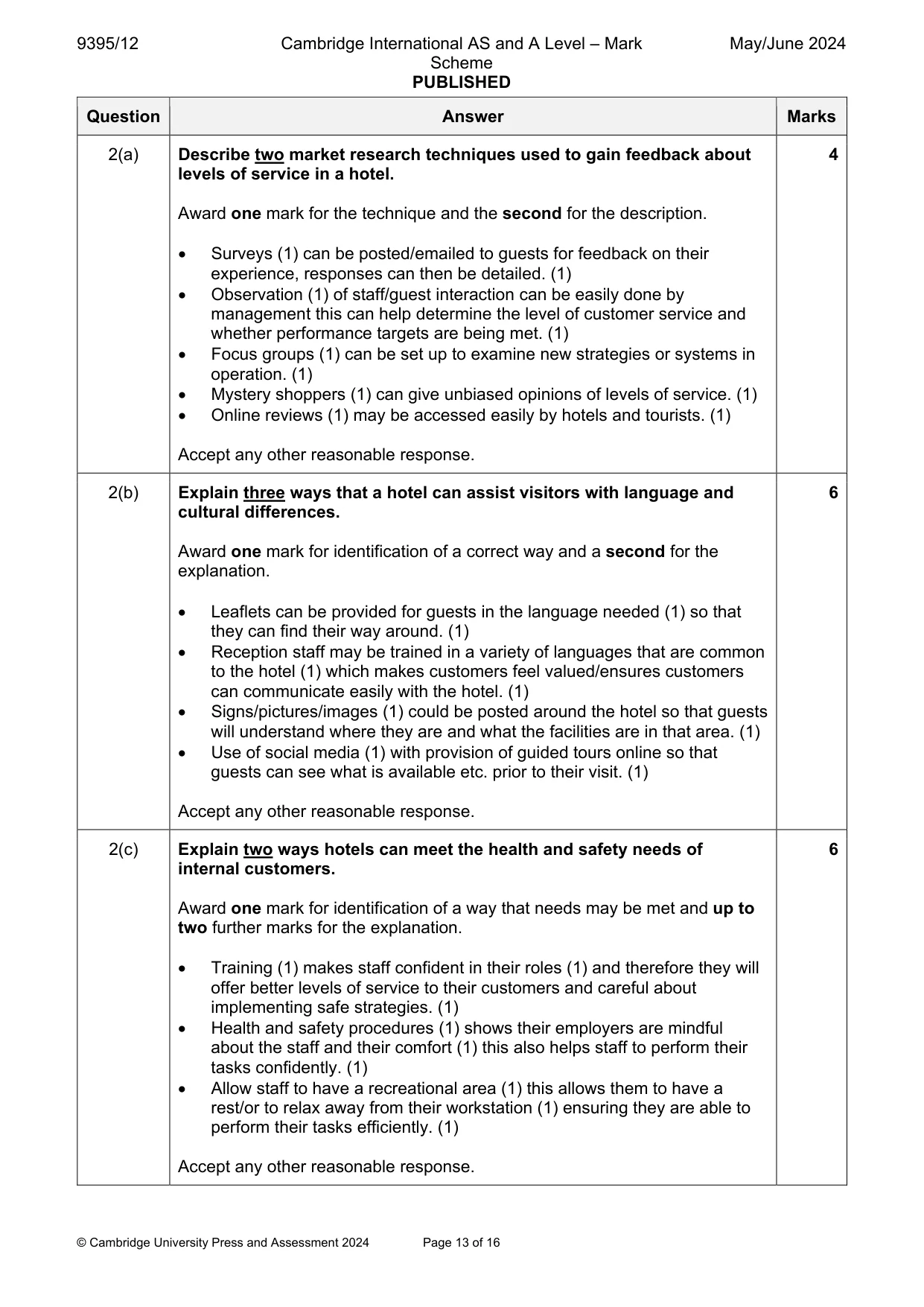 Mark scheme, page 13 of 16