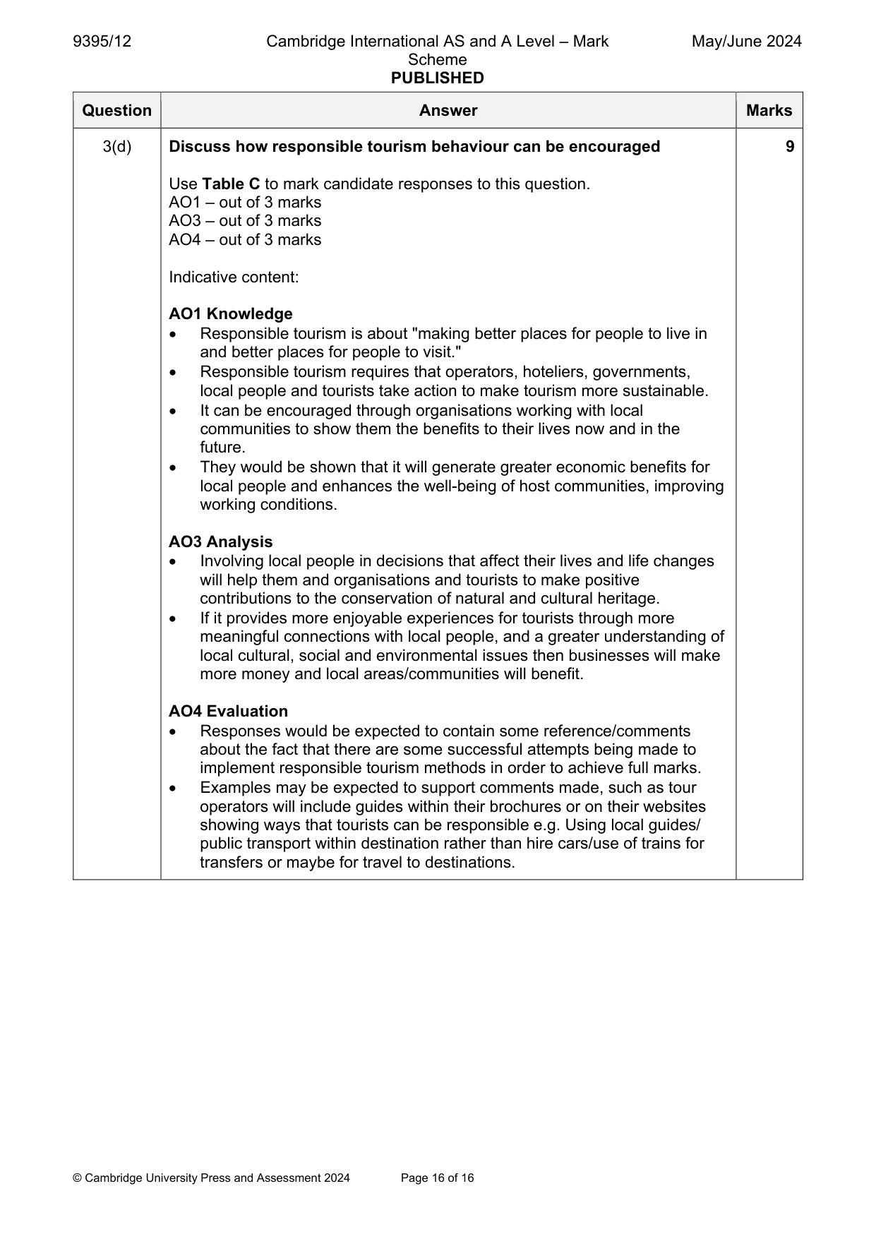Mark scheme, page 16 of 16