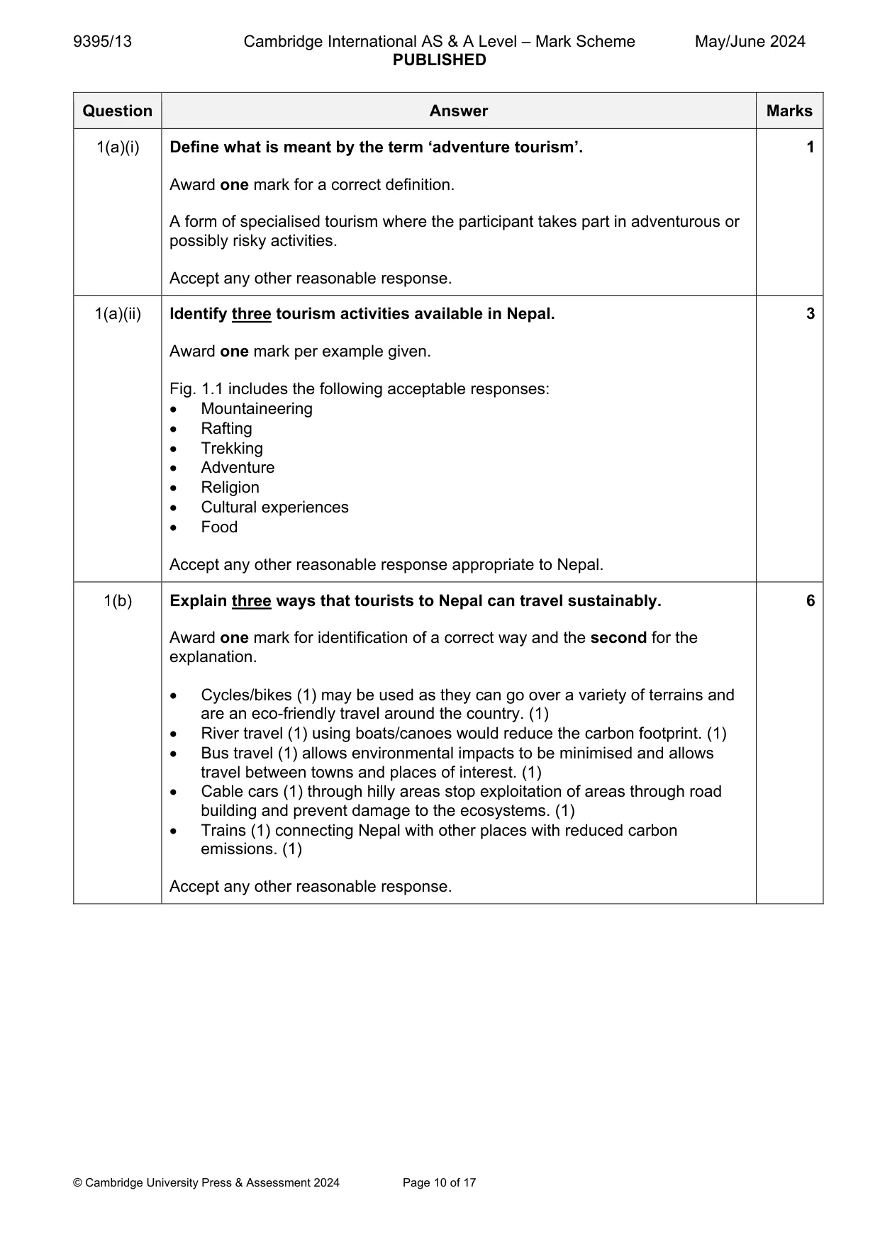 Mark scheme, page 10 of 17