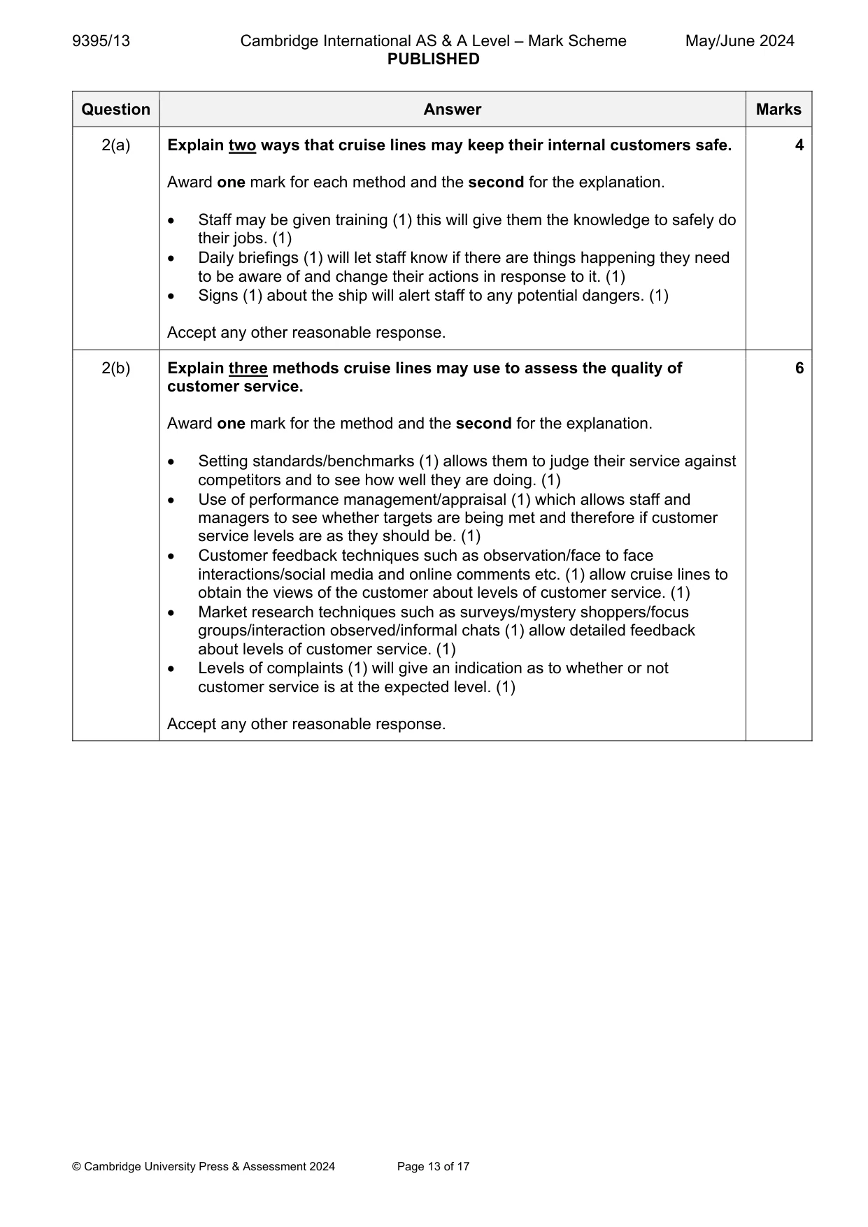 Mark scheme, page 13 of 17