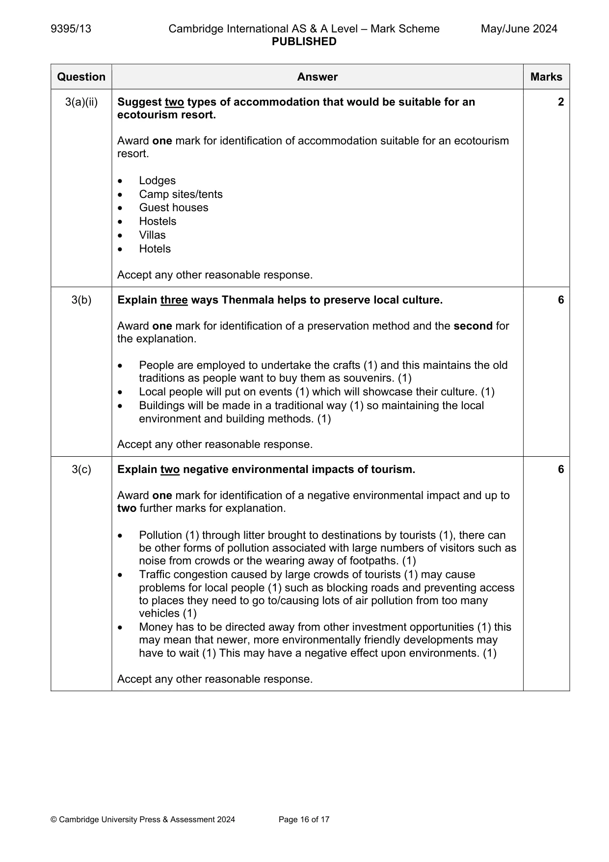 Mark scheme, page 16 of 17