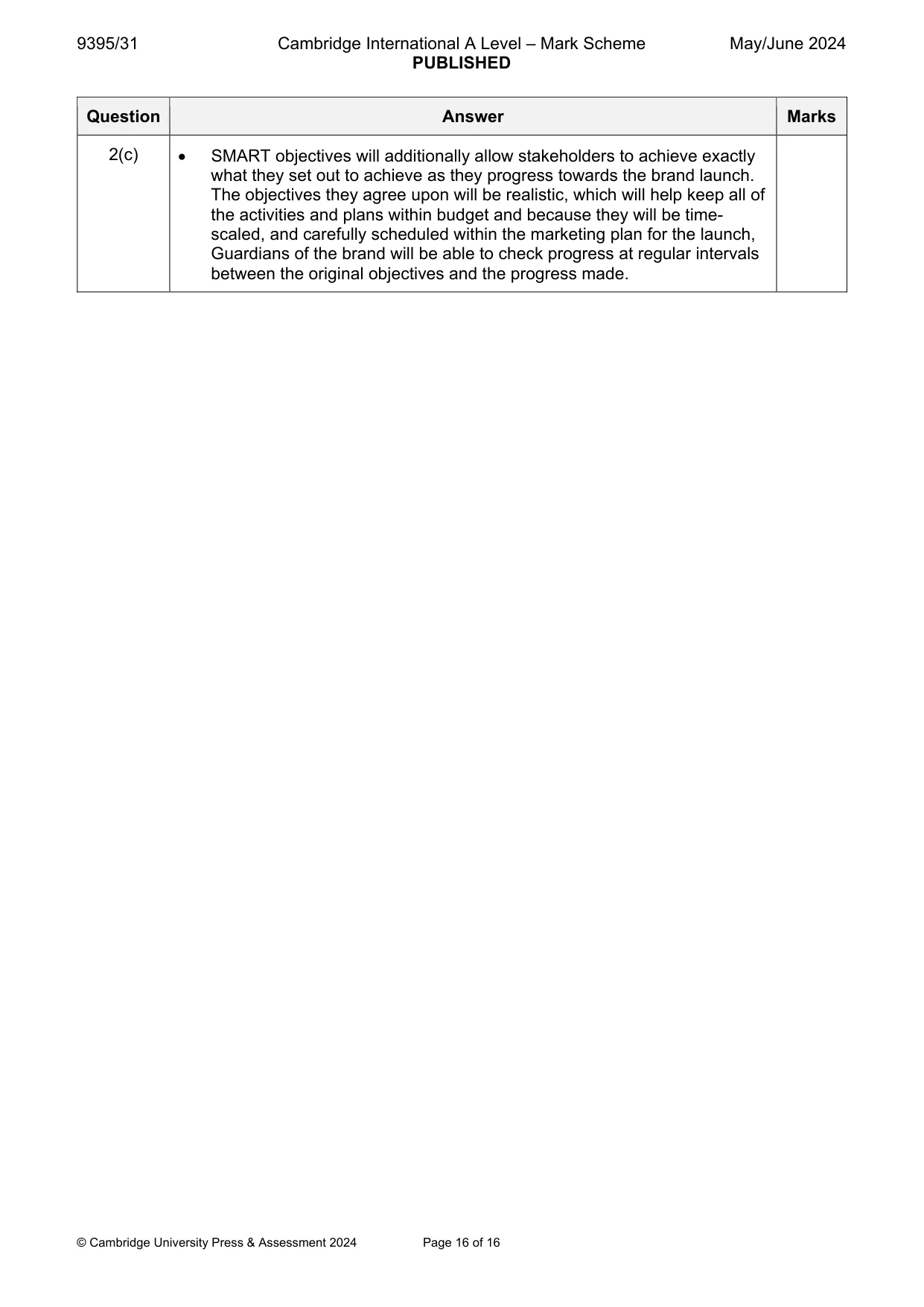 Mark scheme, page 16 of 16
