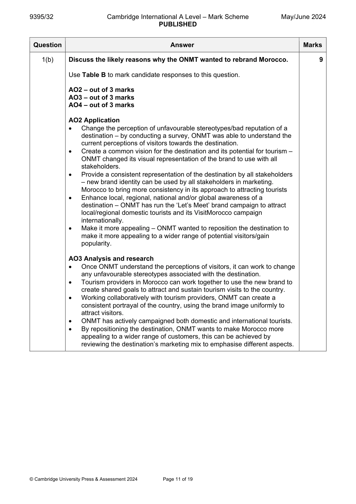 Mark scheme, page 11 of 19