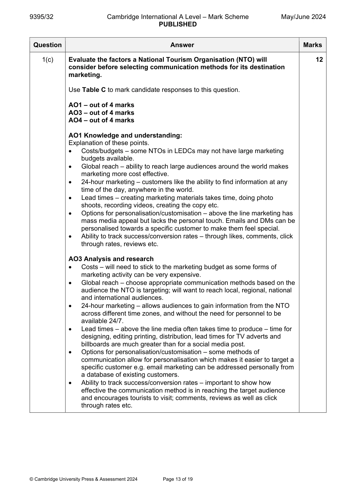 Mark scheme, page 13 of 19