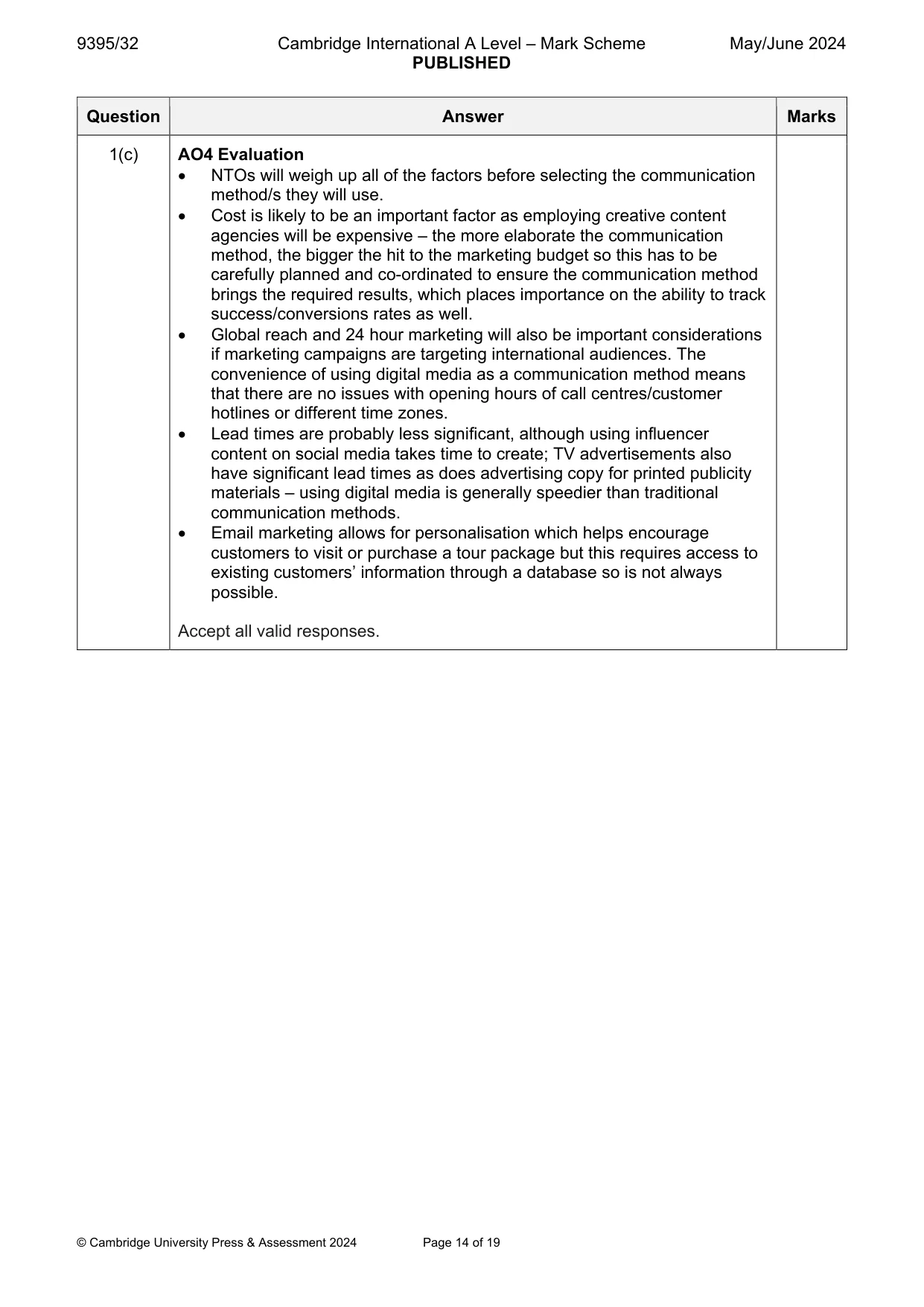 Mark scheme, page 14 of 19