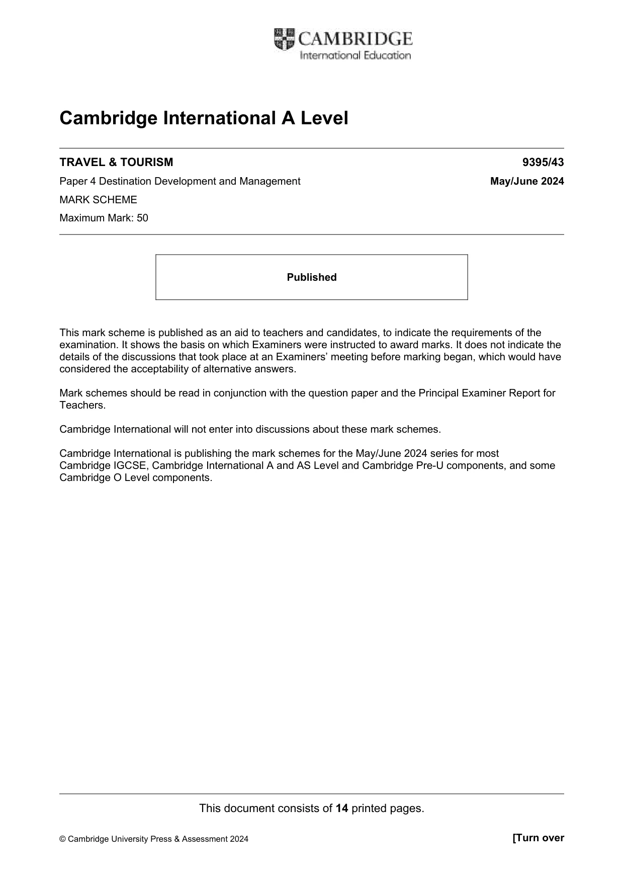 Mark scheme, page 1 of 14