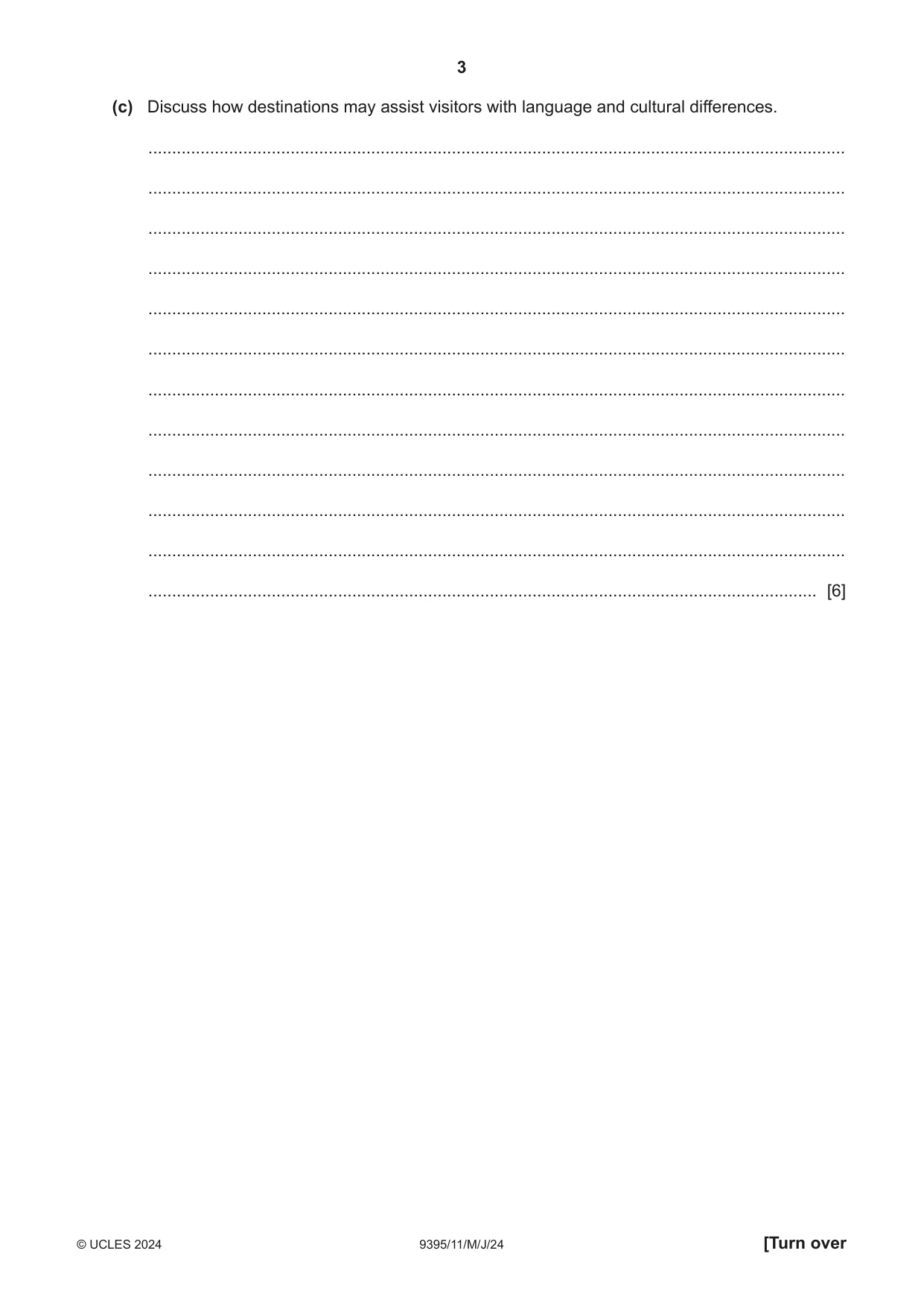 Cambridge A Level Travel and Tourism 9395 2024 May/June Paper 1 · Variant 1 question paper, page 3 of 12