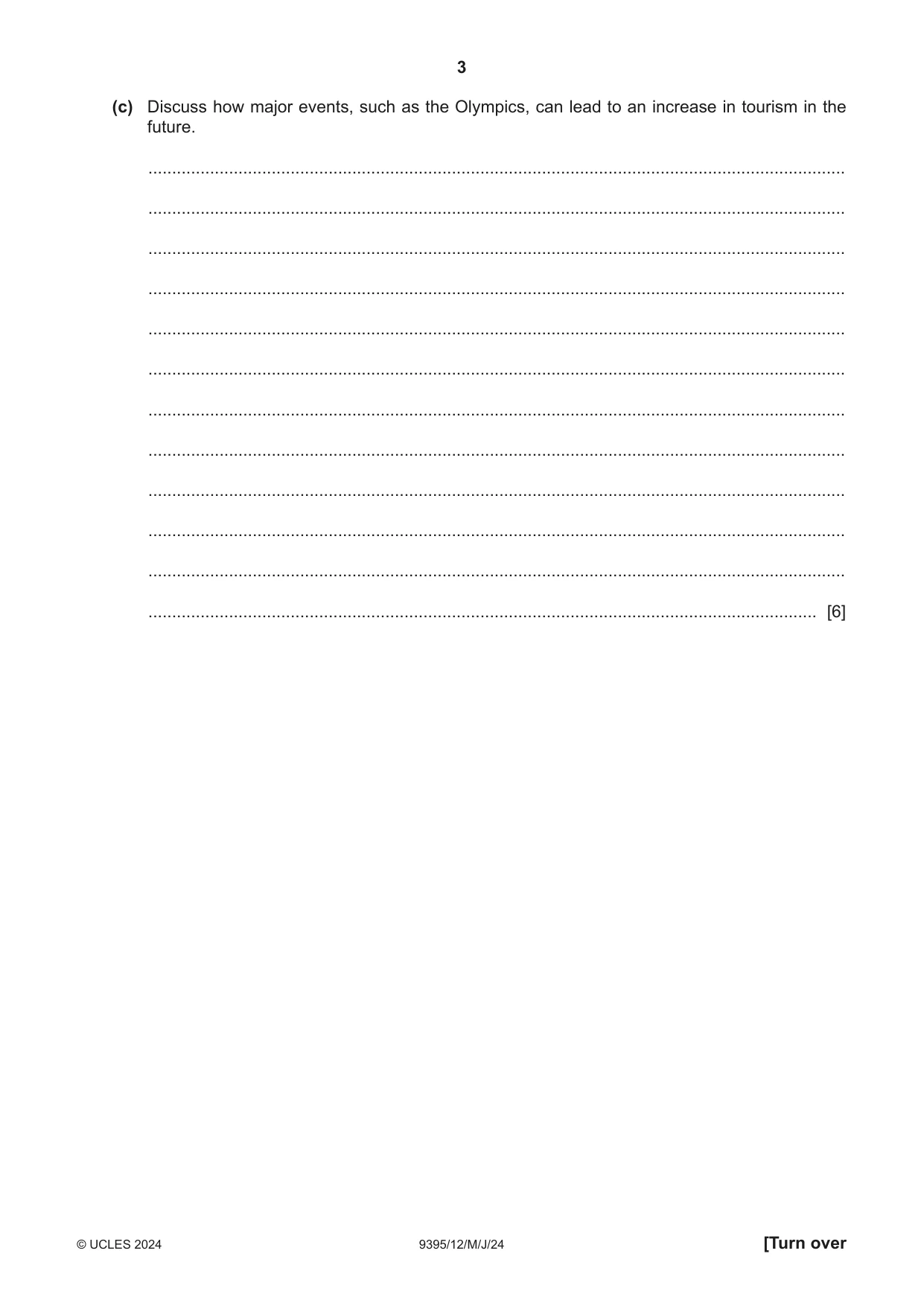 Cambridge A Level Travel and Tourism 9395 2024 May/June Paper 1 · Variant 2 question paper, page 3 of 12