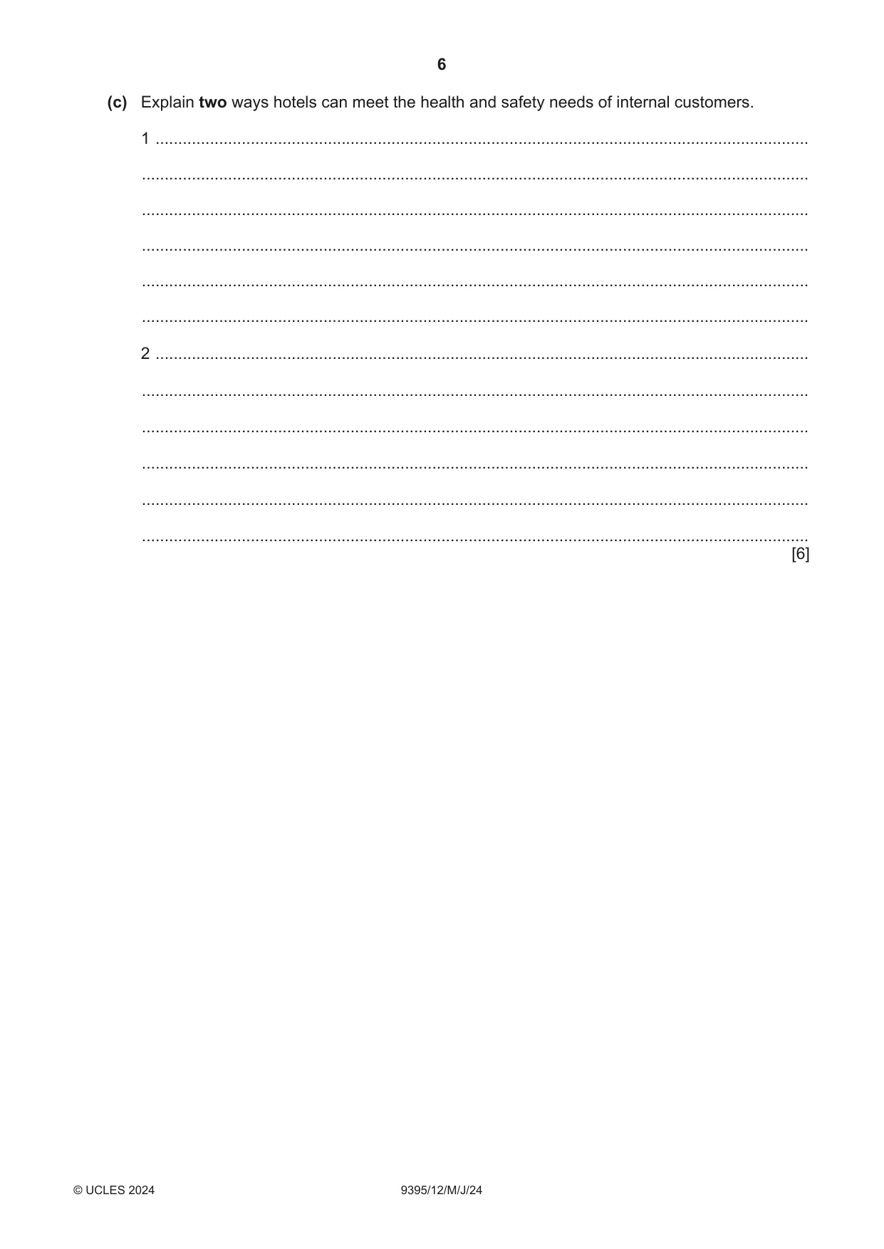 Cambridge A Level Travel and Tourism 9395 2024 May/June Paper 1 · Variant 2 question paper, page 6 of 12