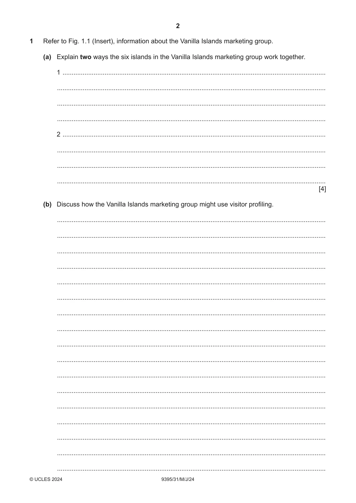 Cambridge A Level Travel and Tourism 9395 2024 May/June Paper 3 · Variant 1 question paper, page 2 of 12