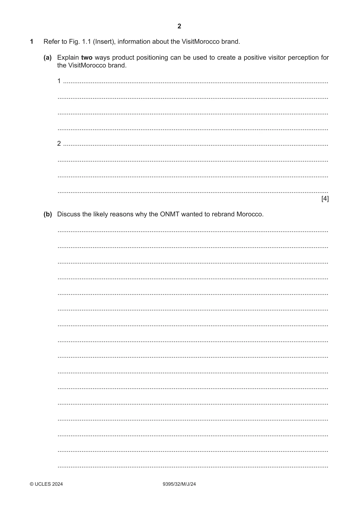 Cambridge A Level Travel and Tourism 9395 2024 May/June Paper 3 · Variant 2 question paper, page 2 of 12