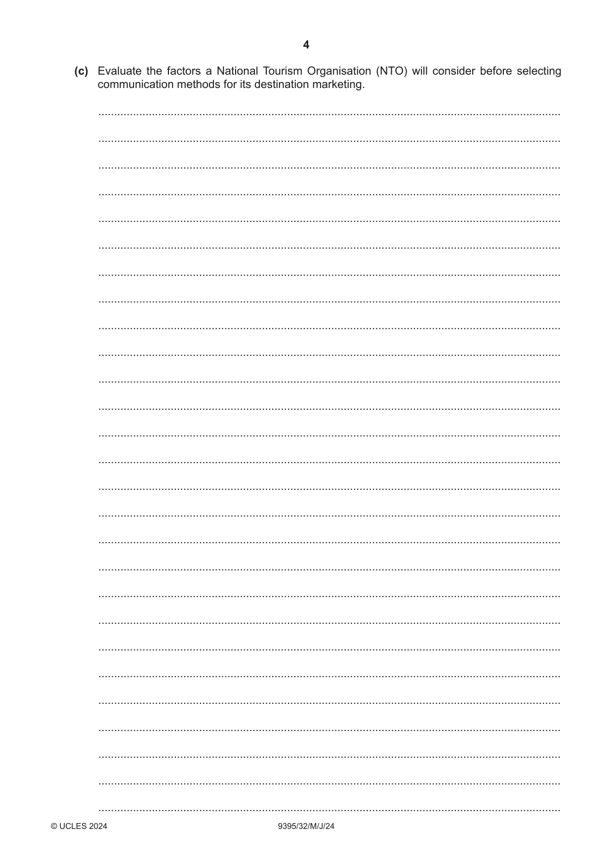 Cambridge A Level Travel and Tourism 9395 2024 May/June Paper 3 · Variant 2 question paper, page 4 of 12