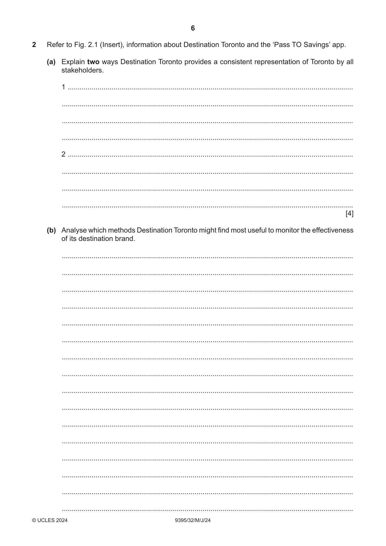 Cambridge A Level Travel and Tourism 9395 2024 May/June Paper 3 · Variant 2 question paper, page 6 of 12