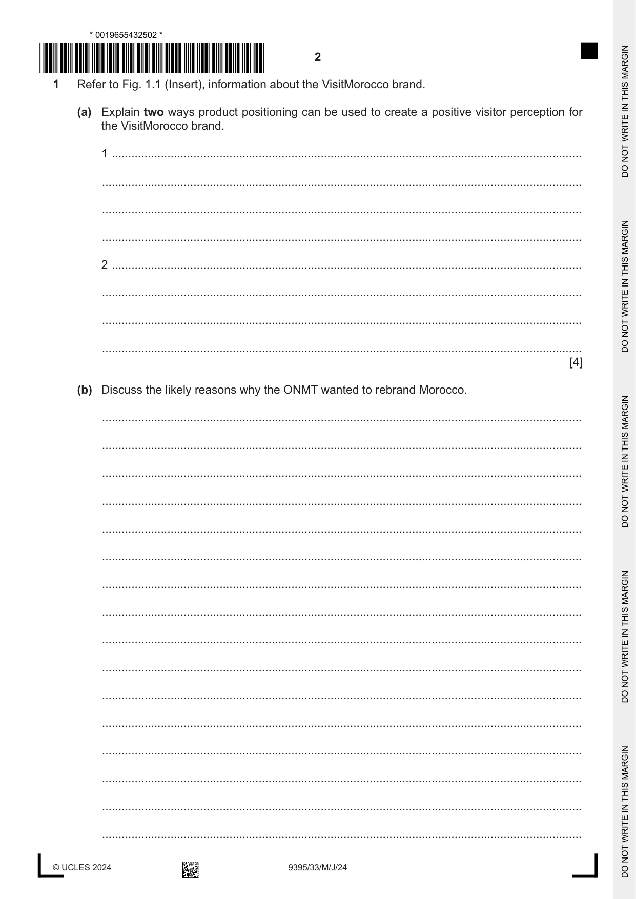 Cambridge A Level Travel and Tourism 9395 2024 May/June Paper 3 · Variant 3 question paper, page 2 of 12