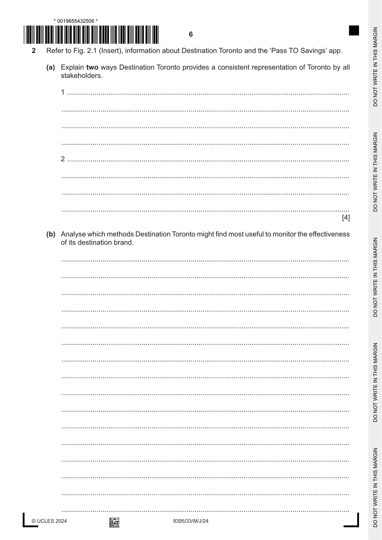 Cambridge A Level Travel and Tourism 9395 2024 May/June Paper 3 · Variant 3 question paper, page 6 of 12