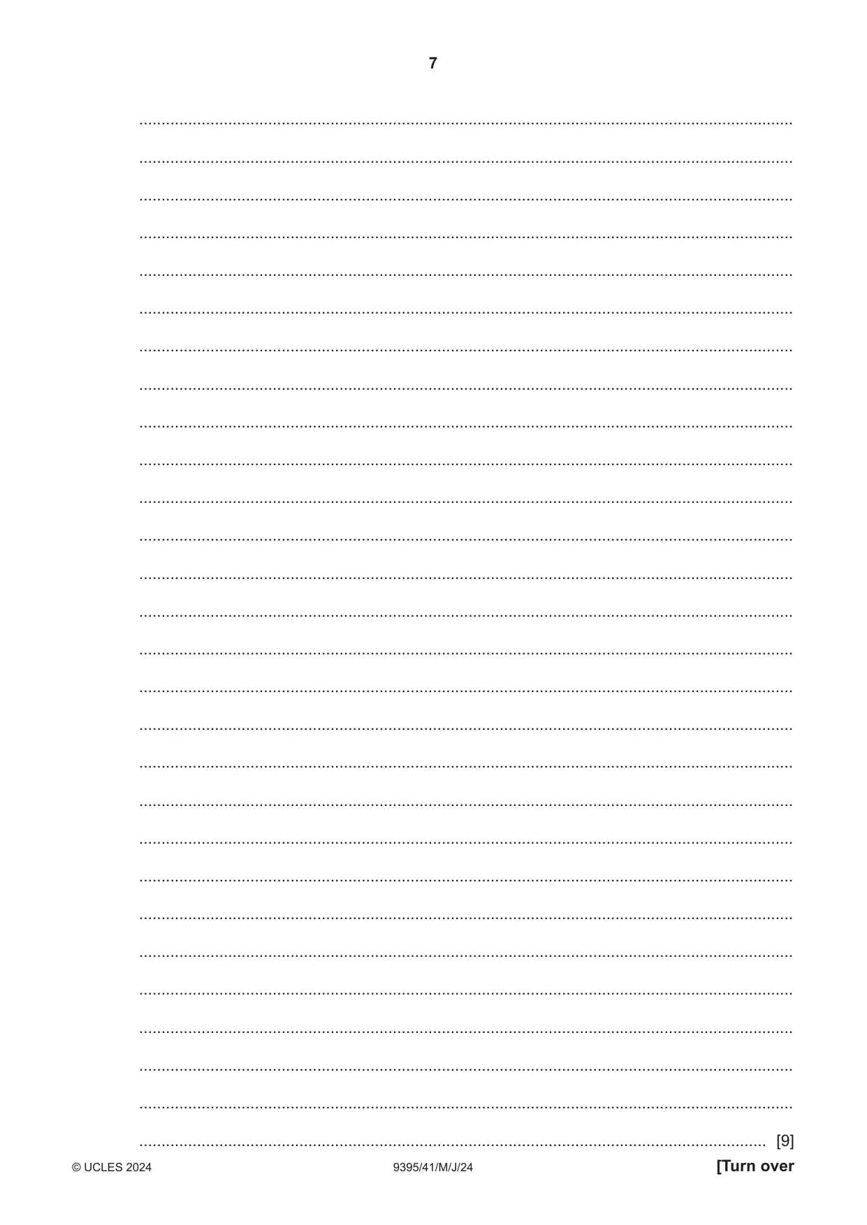 Cambridge A Level Travel and Tourism 9395 2024 May/June Paper 4 · Variant 1 question paper, page 7 of 12