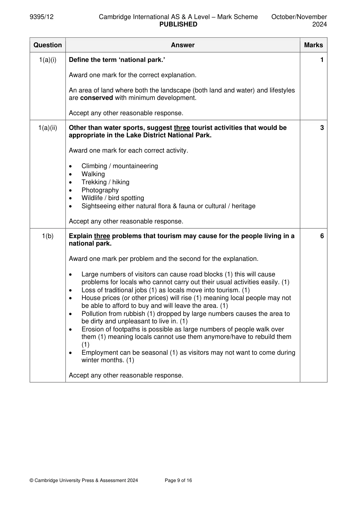 Mark scheme, page 9 of 16