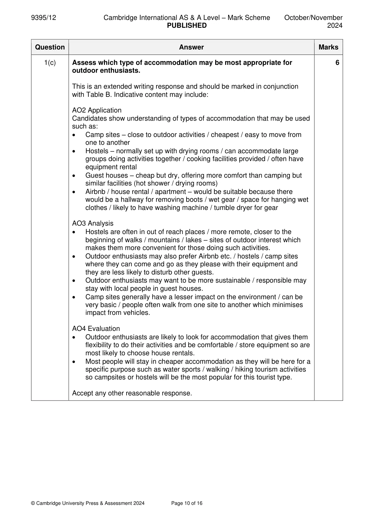 Mark scheme, page 10 of 16