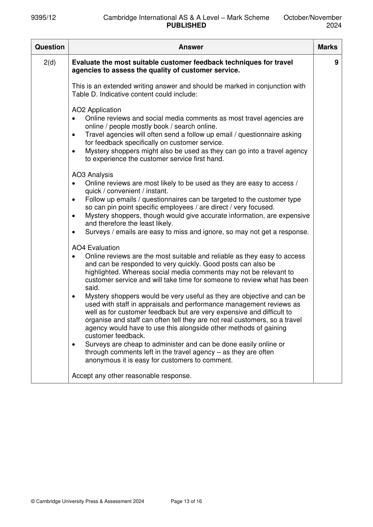 Mark scheme, page 13 of 16