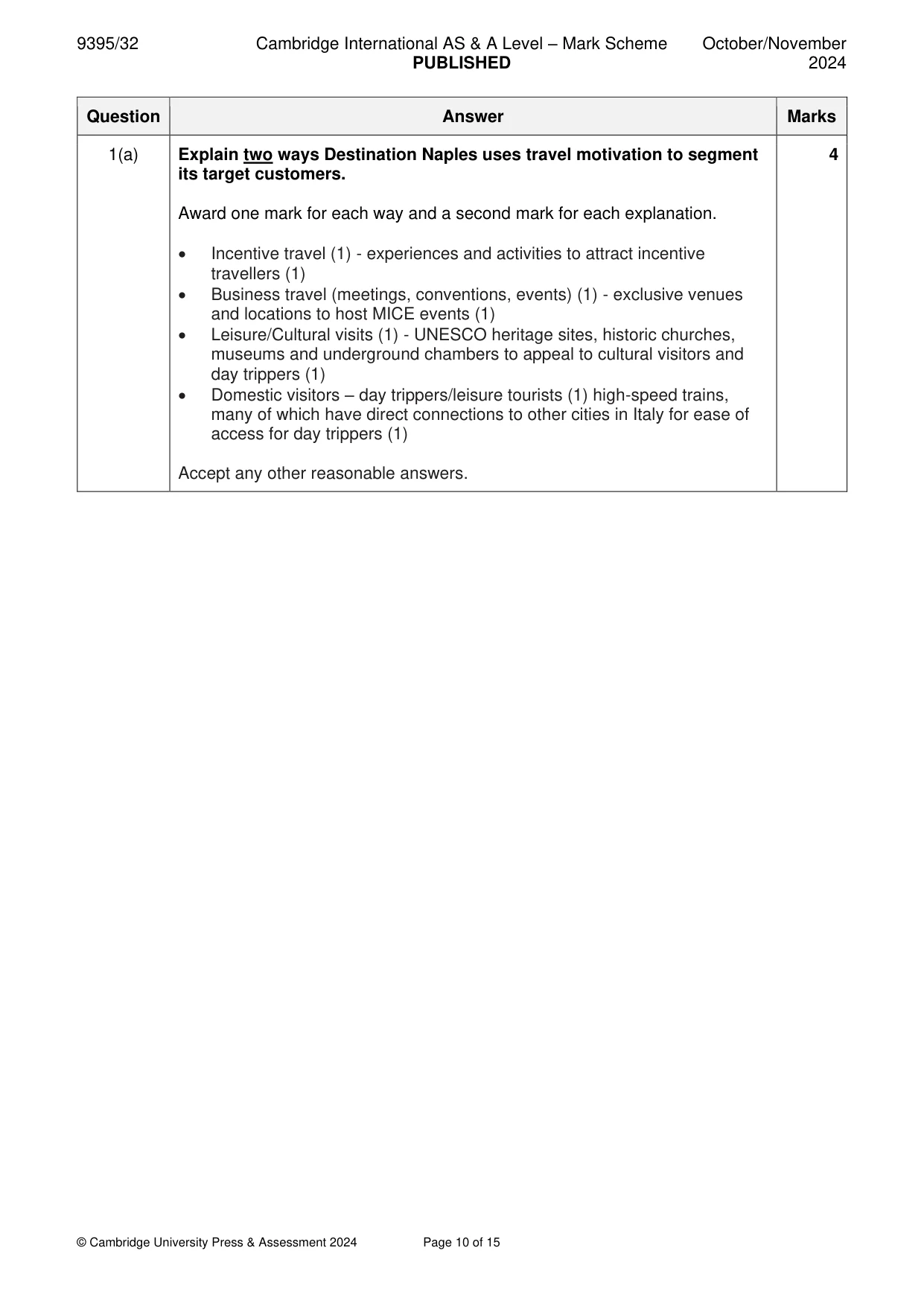 Mark scheme, page 10 of 15