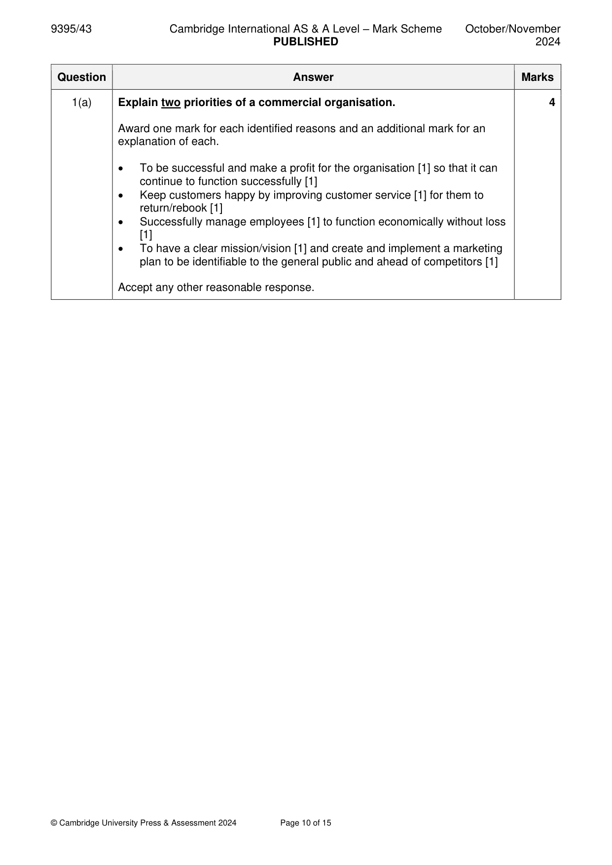 Mark scheme, page 10 of 15