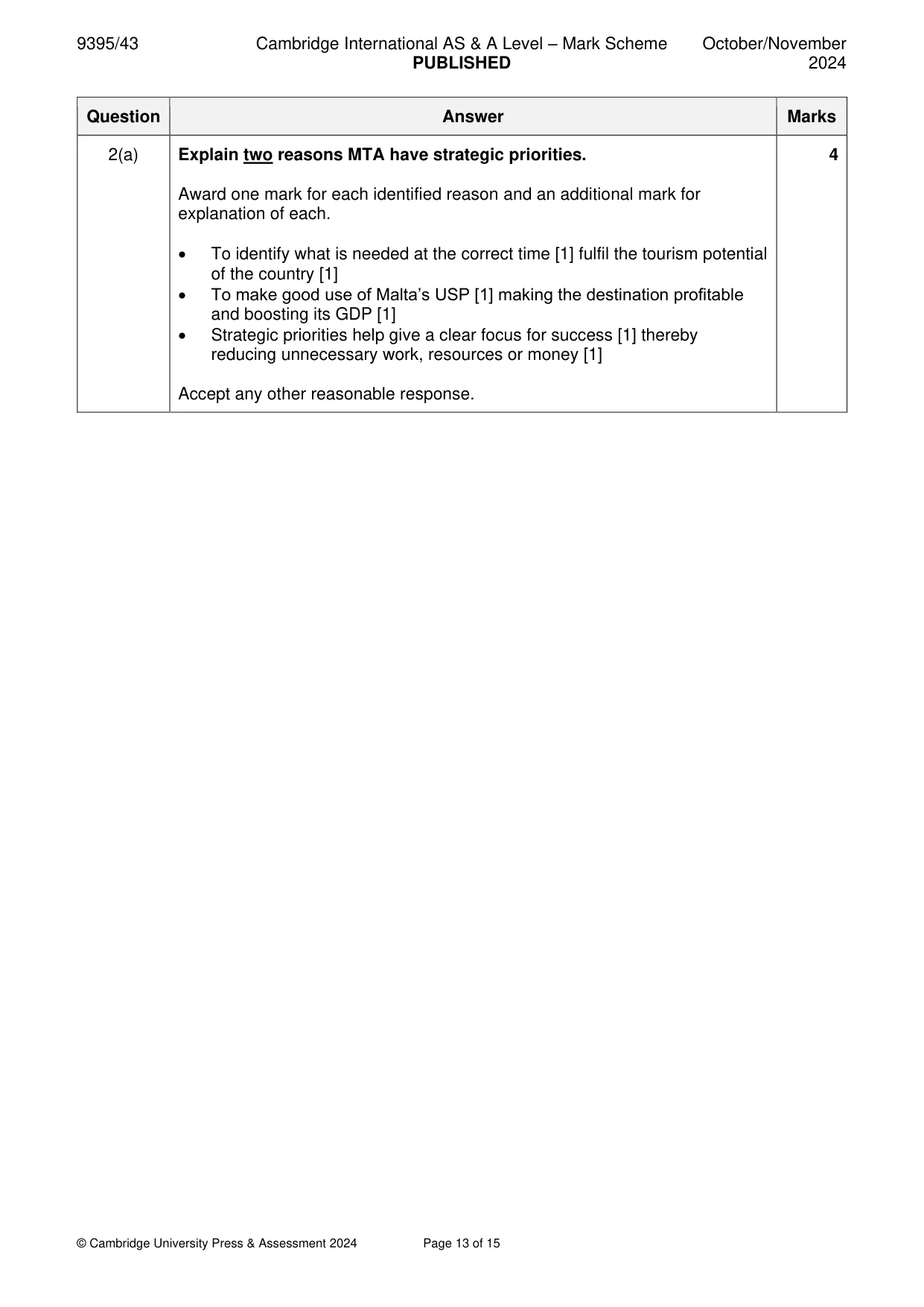 Mark scheme, page 13 of 15