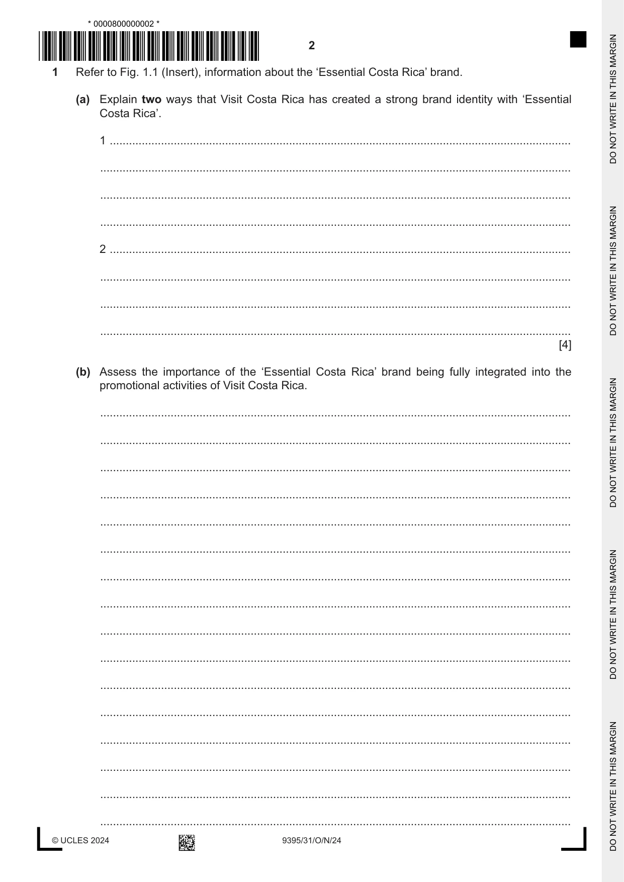Cambridge A Level Travel and Tourism 9395 2024 Oct/Nov Paper 3 · Variant 1 question paper, page 2 of 12
