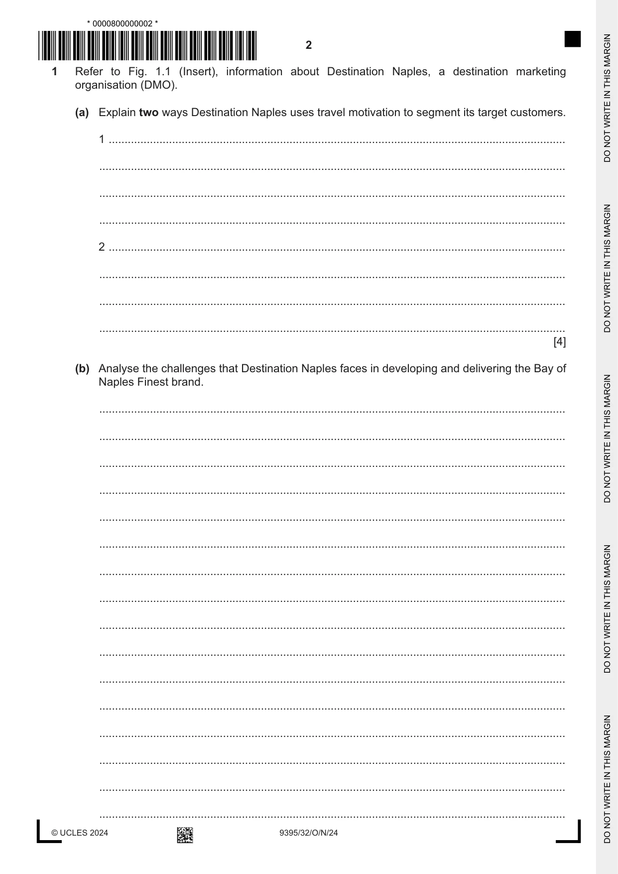 Cambridge A Level Travel and Tourism 9395 2024 Oct/Nov Paper 3 · Variant 2 question paper, page 2 of 12