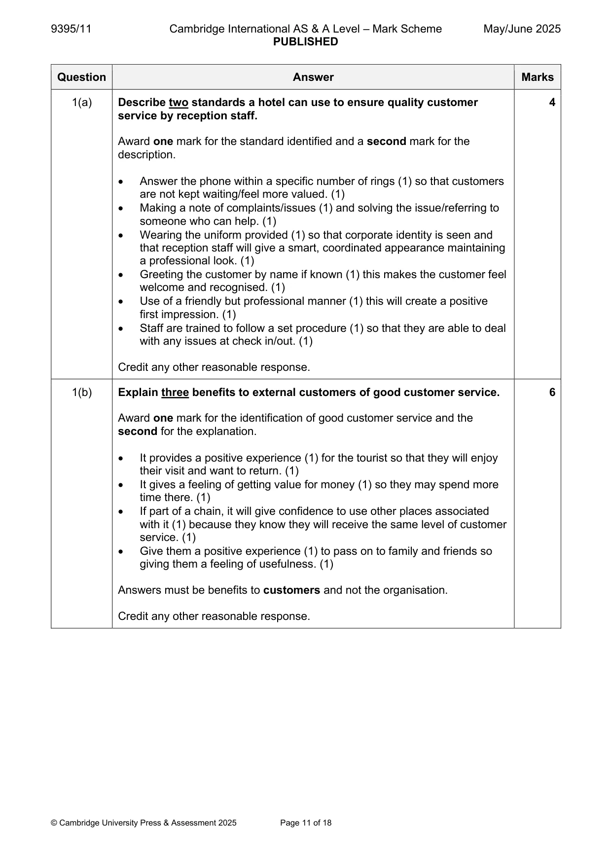 Mark scheme, page 11 of 18