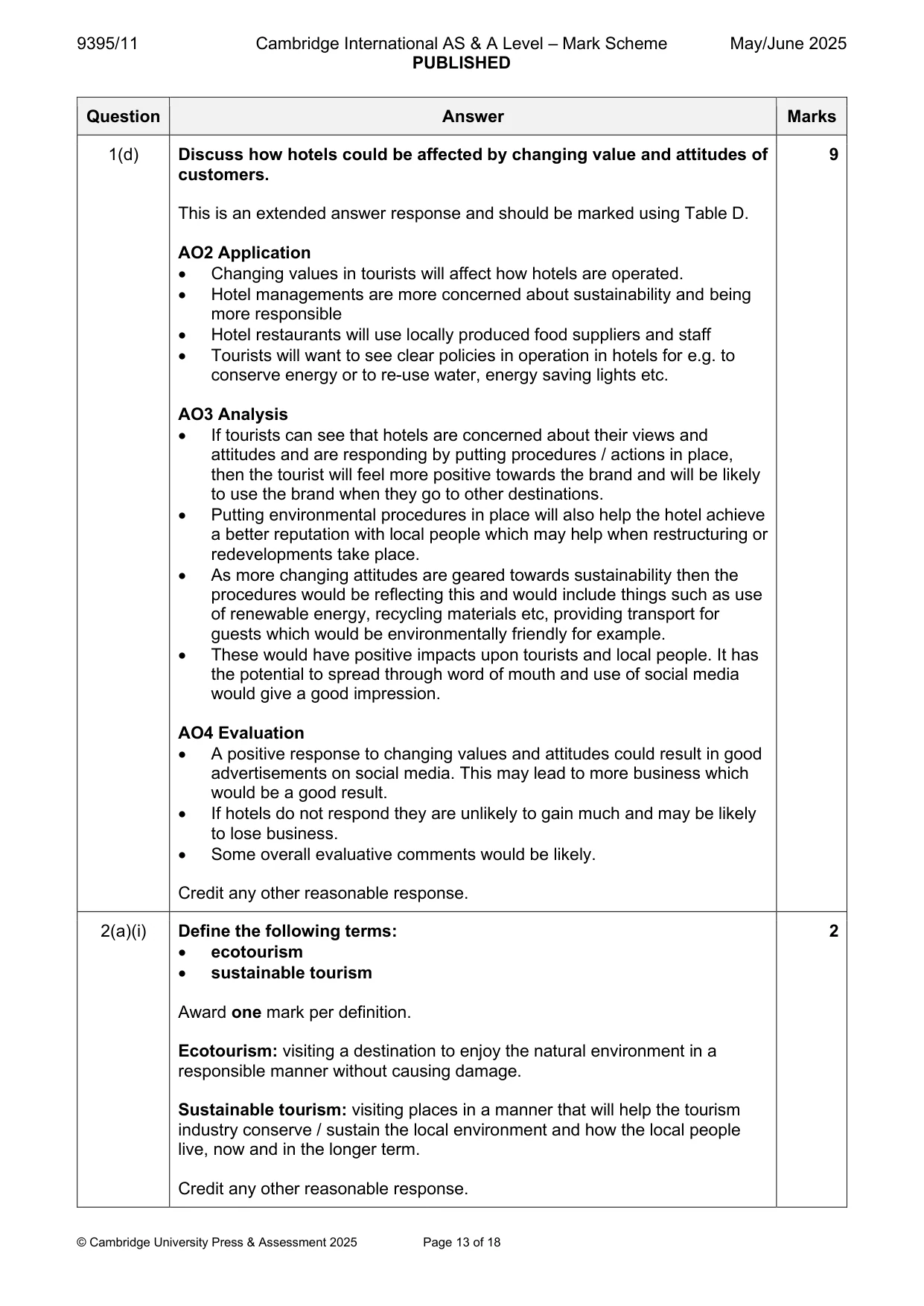 Mark scheme, page 13 of 18