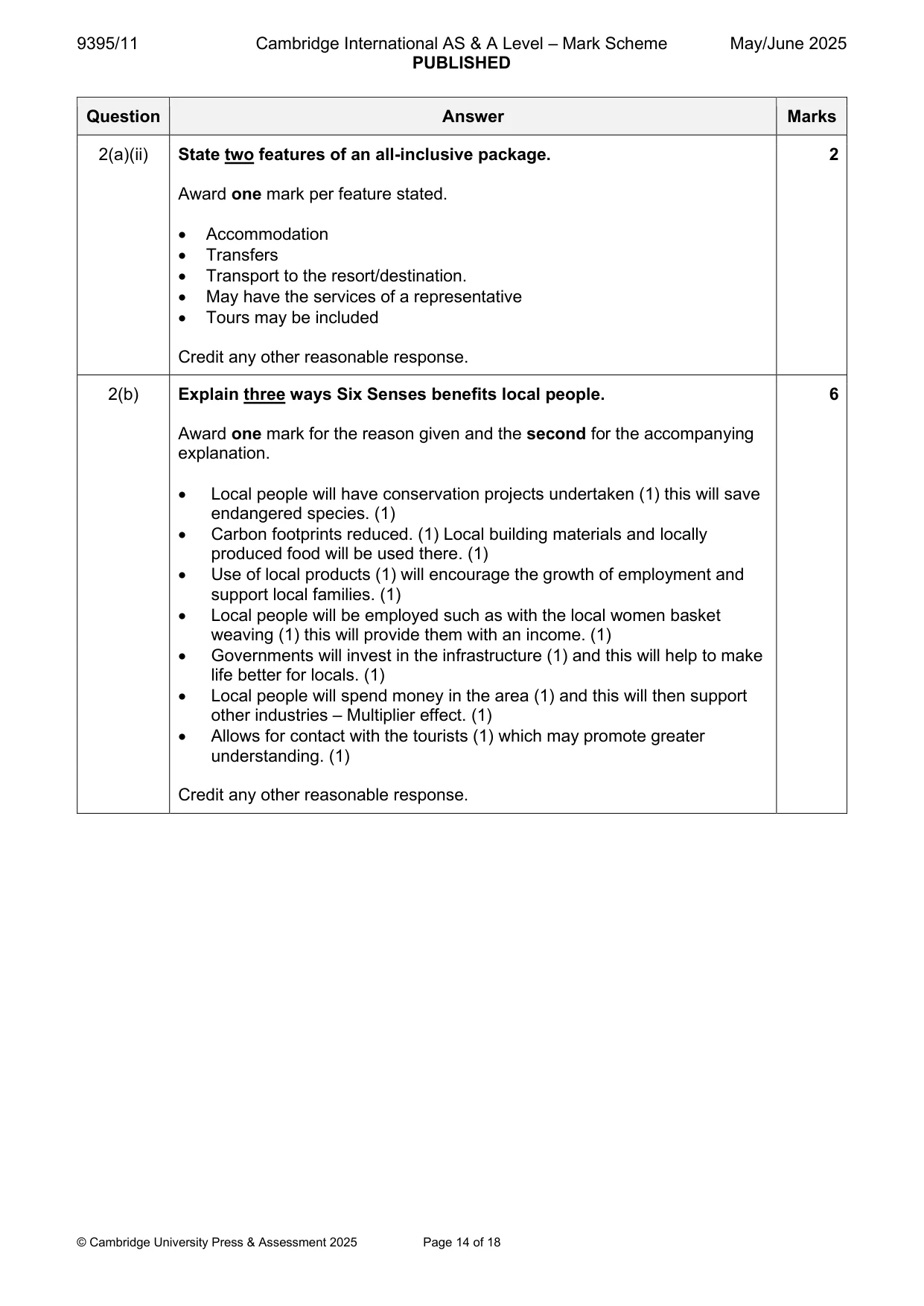 Mark scheme, page 14 of 18