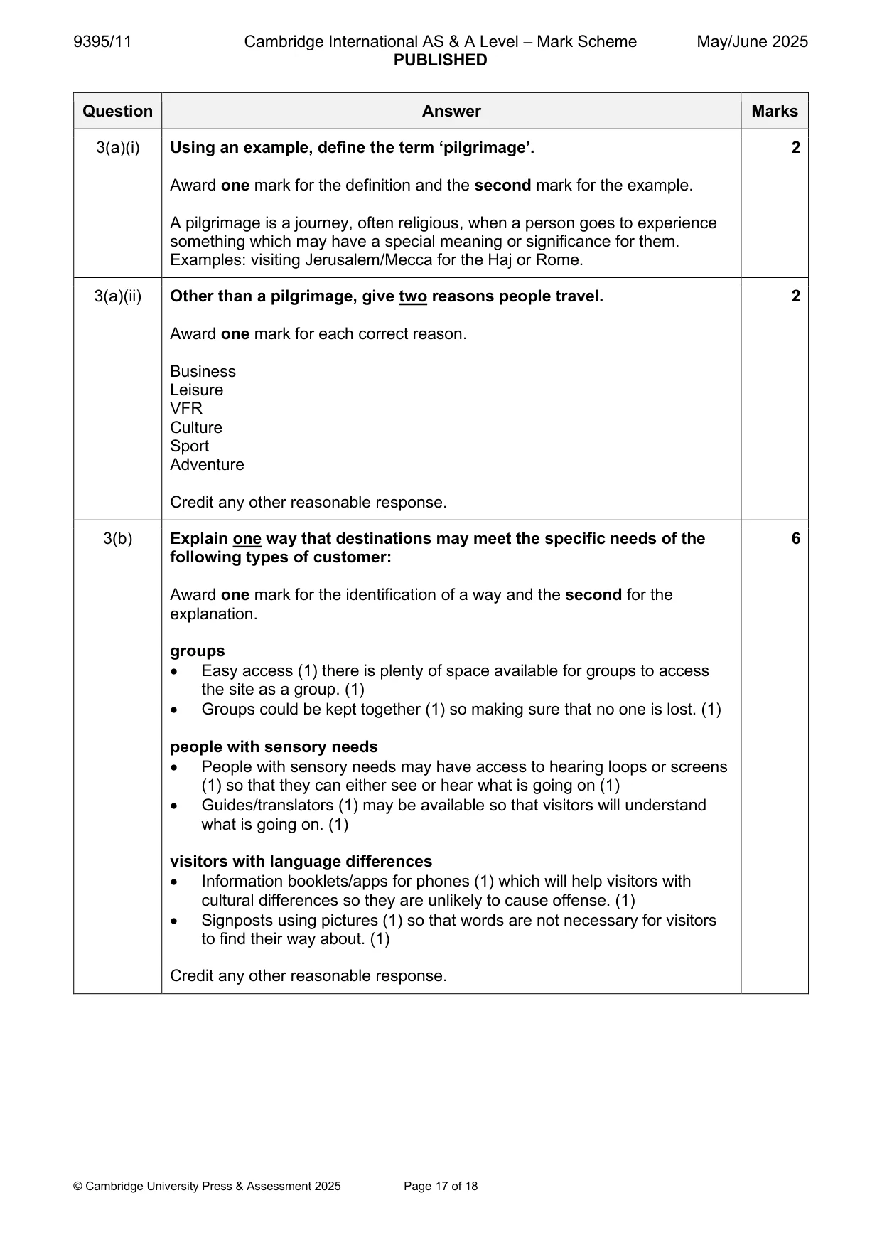 Mark scheme, page 17 of 18