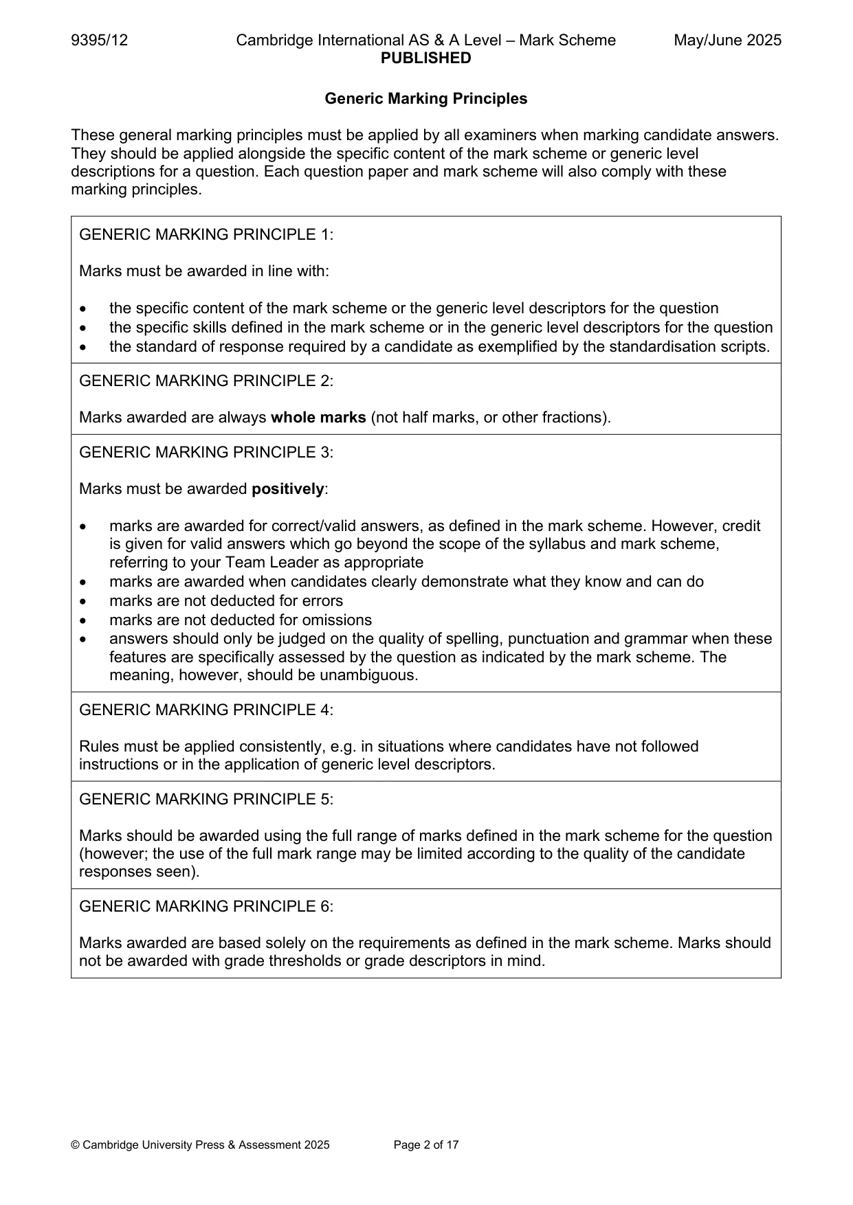 Mark scheme, page 2 of 17