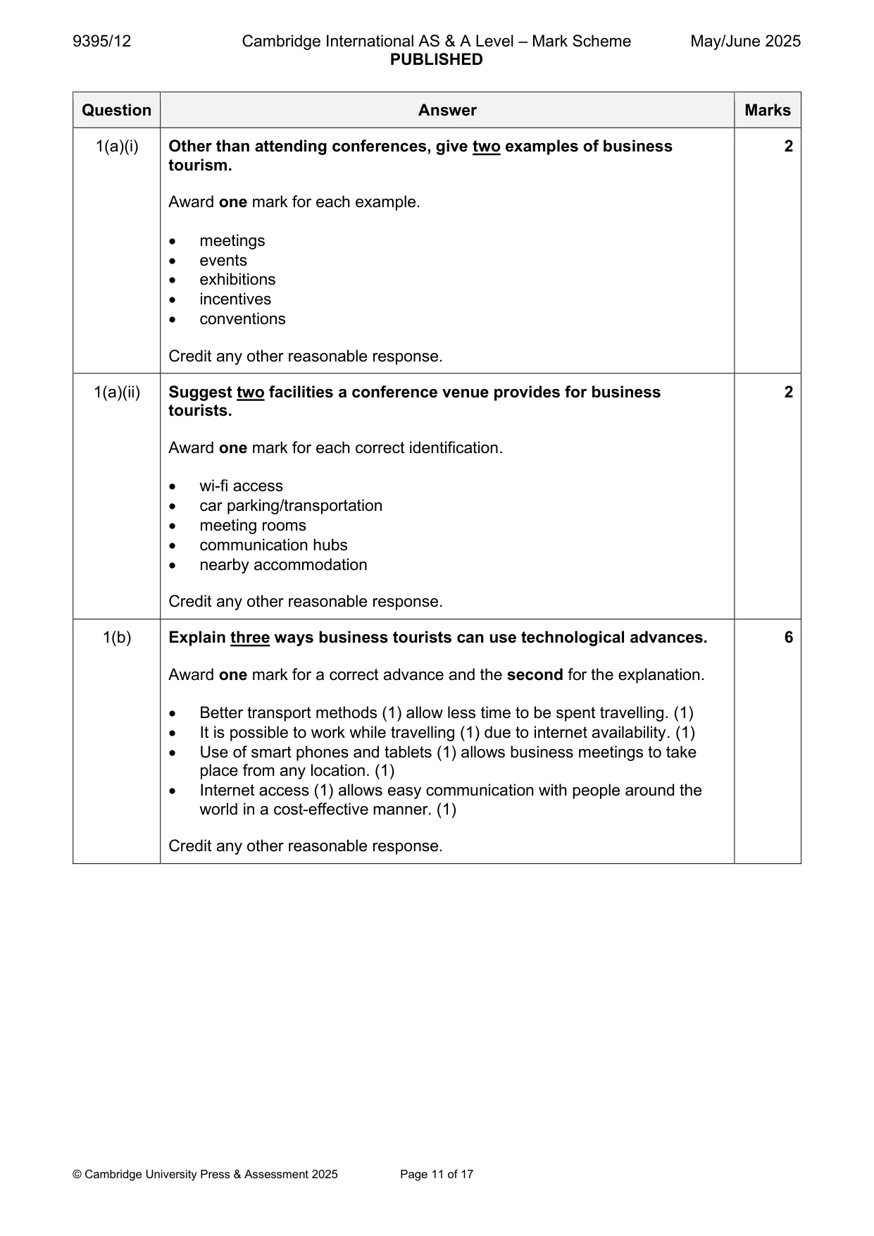 Mark scheme, page 11 of 17