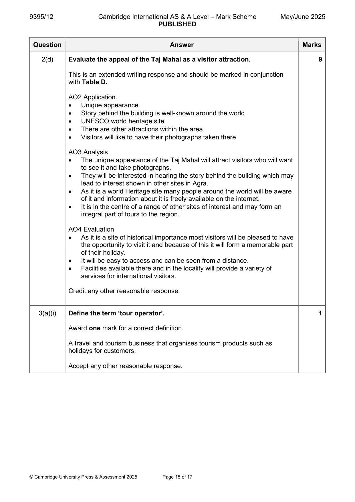 Mark scheme, page 15 of 17