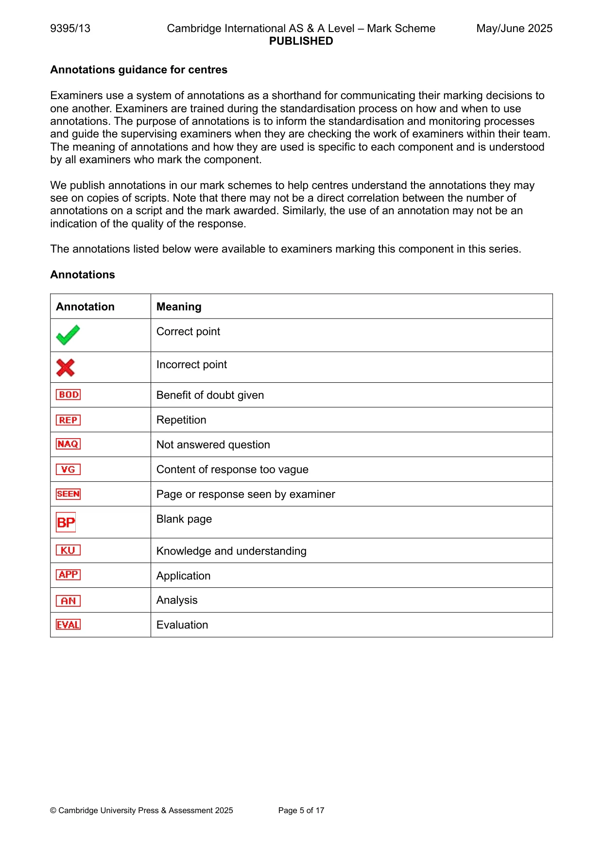 Mark scheme, page 5 of 17