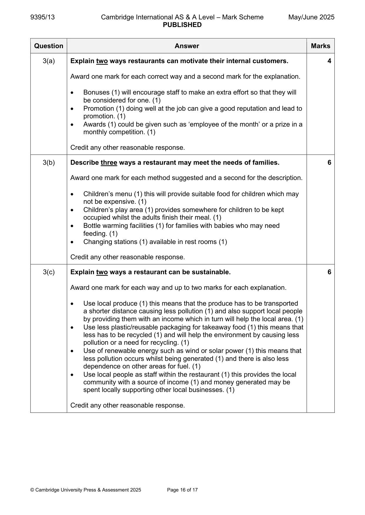 Mark scheme, page 16 of 17