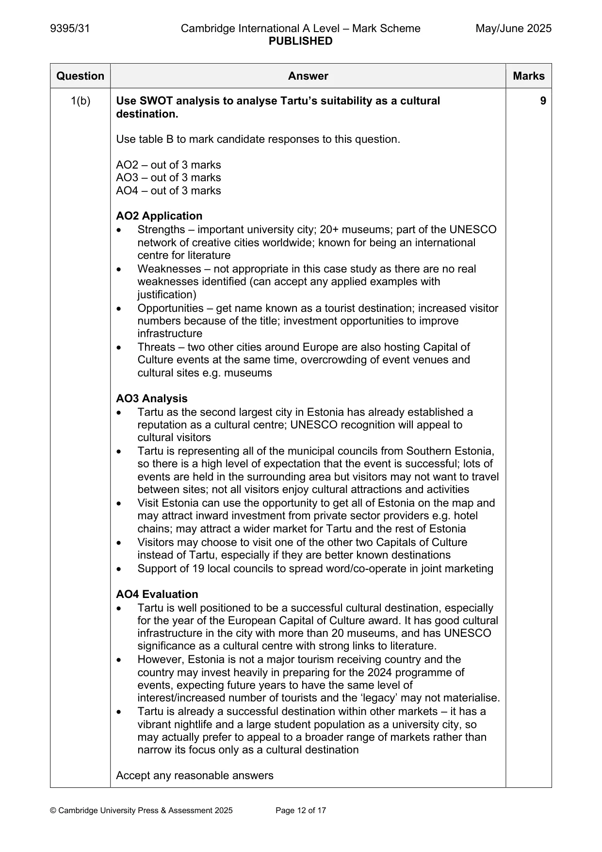 Mark scheme, page 12 of 17