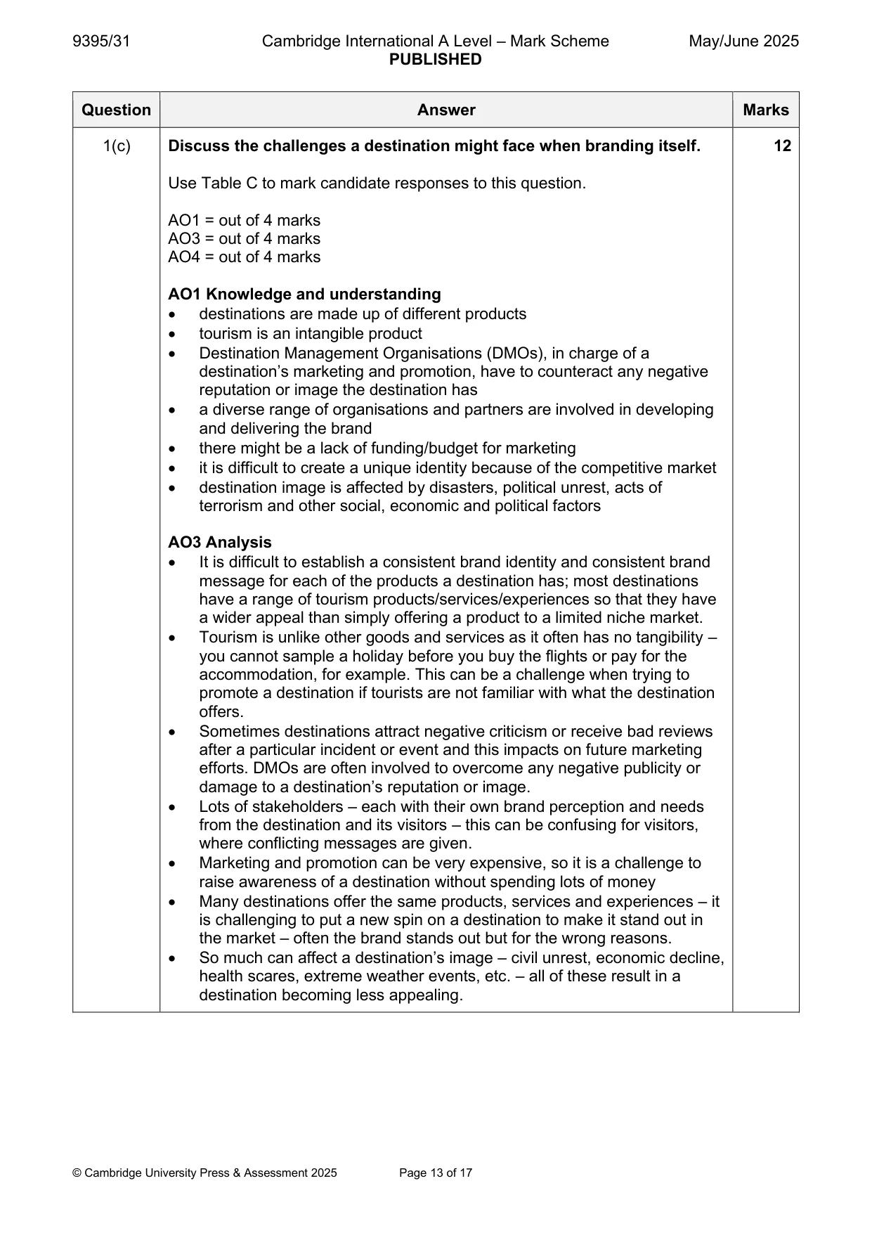 Mark scheme, page 13 of 17