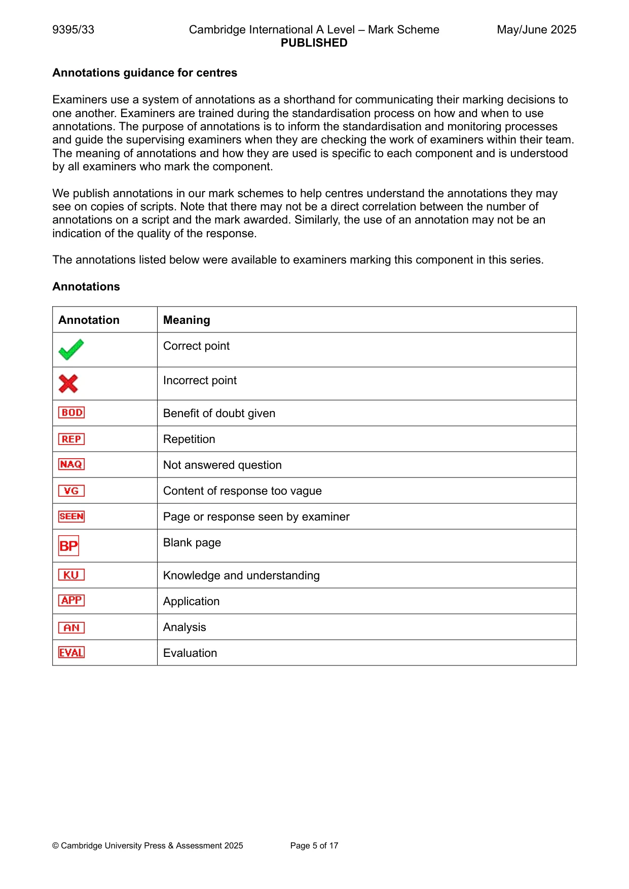 Mark scheme, page 5 of 17