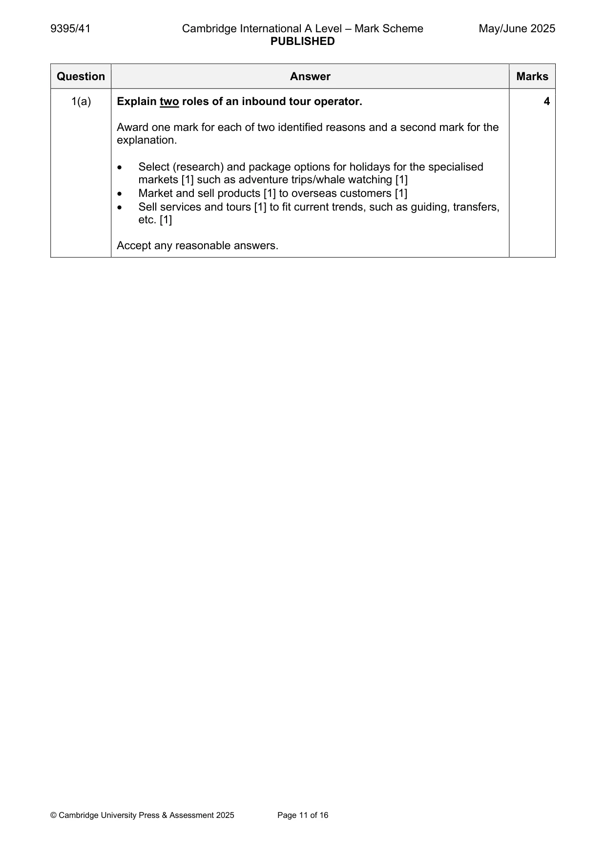 Mark scheme, page 11 of 16
