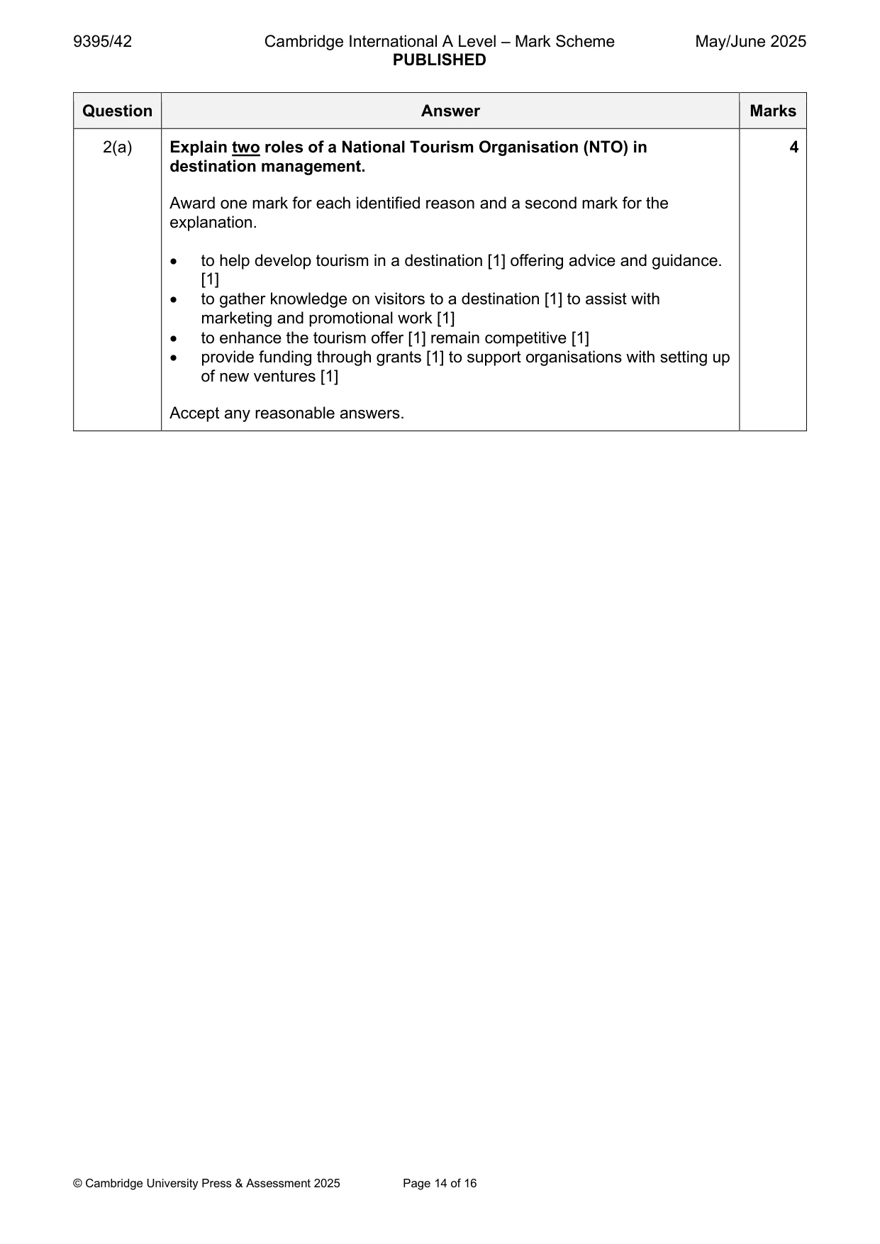 Mark scheme, page 14 of 16